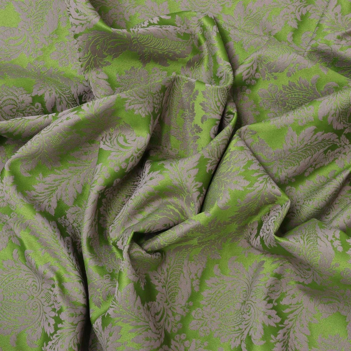 Alderton Damask Purple on Green Fabric - Image 3