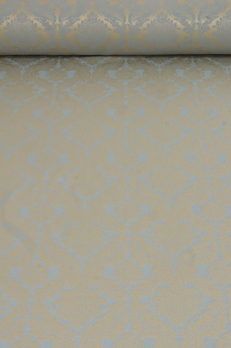 Alderton Luxury Damask Duck Egg/Gold Fabric - Image 2