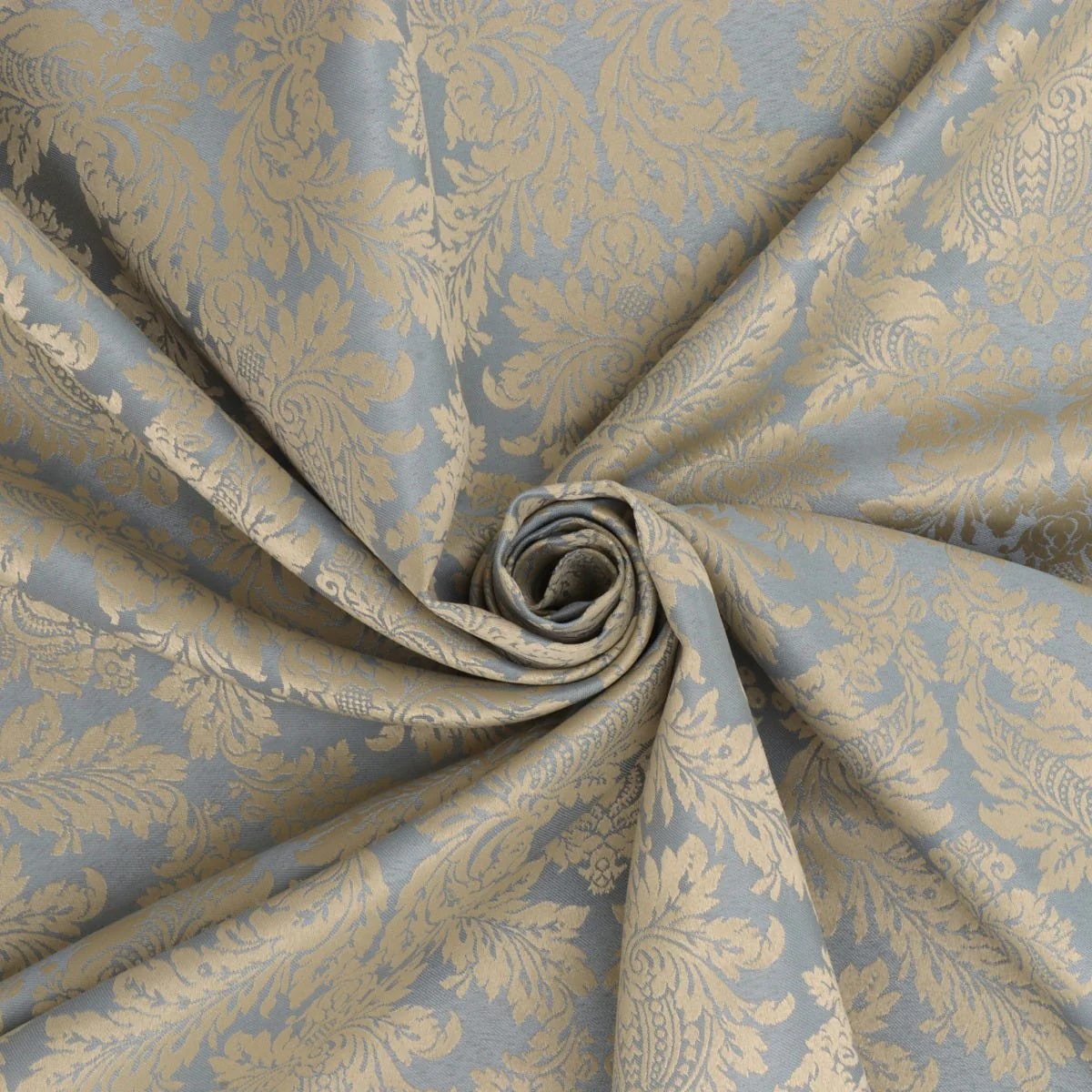 Alderton Luxury Damask Duck Egg/Gold Fabric - Image 3