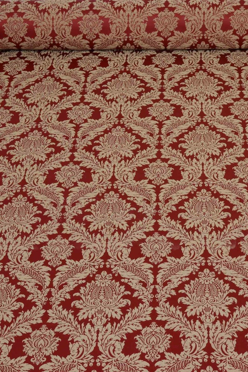 Alderton Luxury Damask Gold on Red Fabric - Image 2