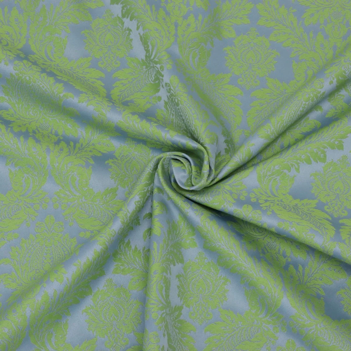 Alderton Luxury Damask Lime On Duck Egg Fabric - Image 3