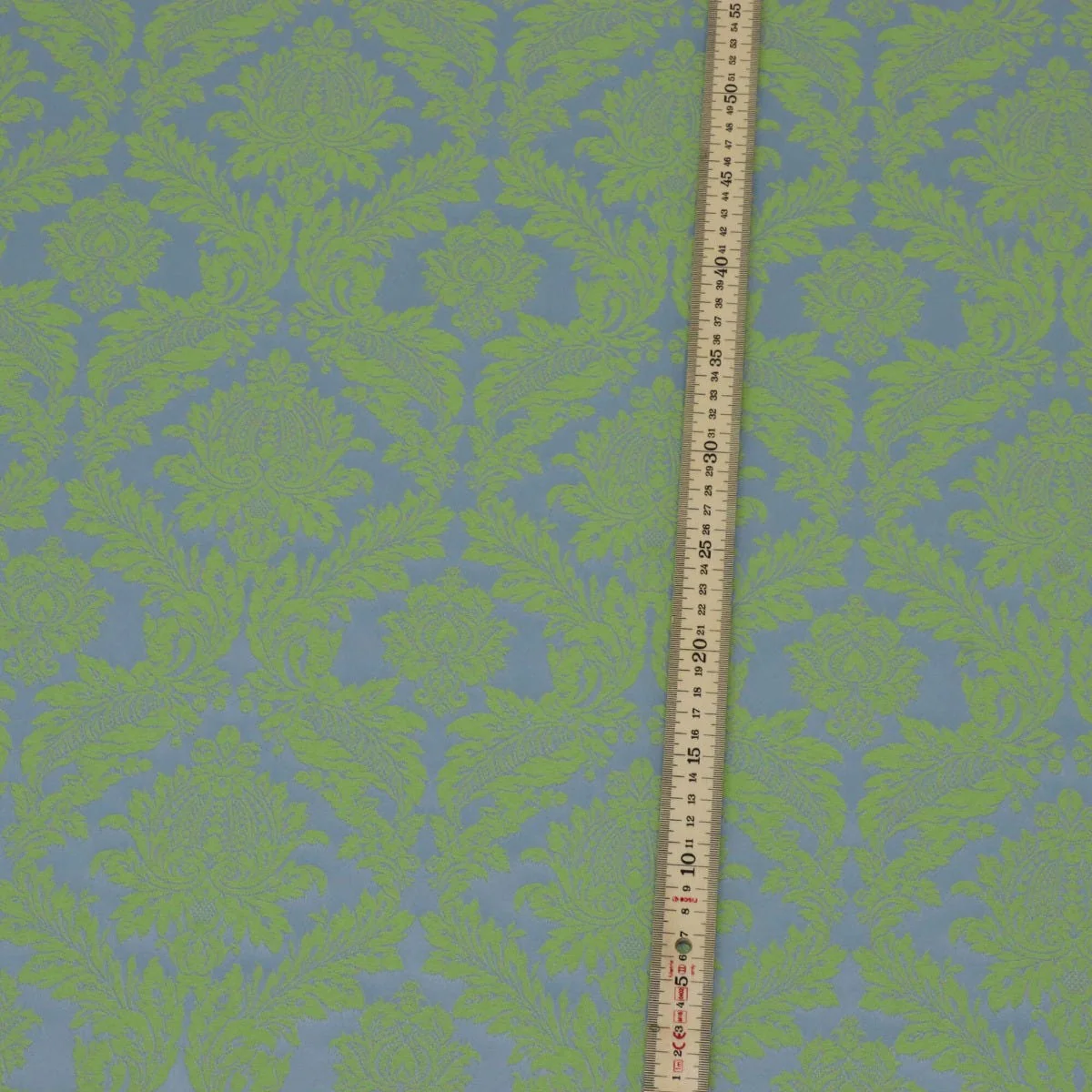 Alderton Luxury Damask Lime On Duck Egg Fabric - Image 5