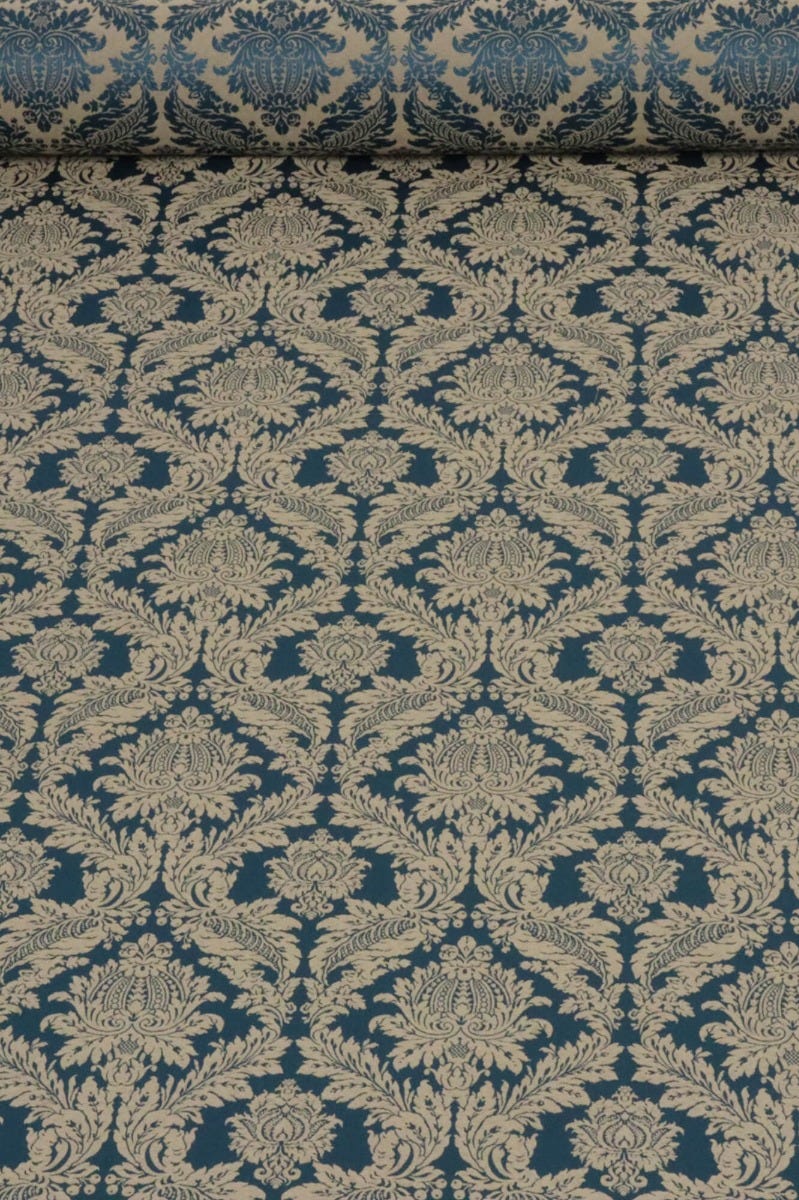 Alderton Luxury Damask Teal Fabric - Image 2
