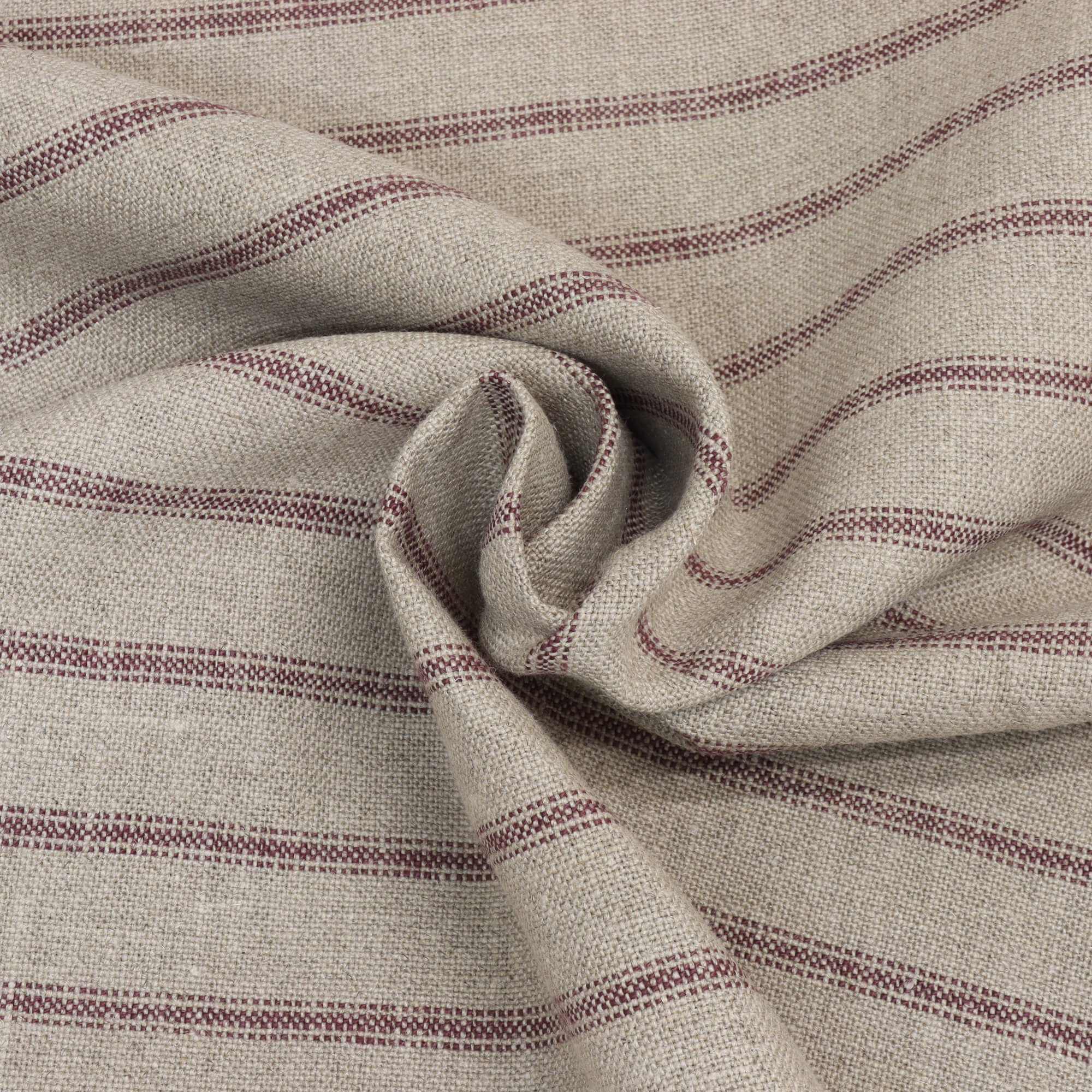 Art of the Loom Wexford Stripe Aubergine Linen Fabric - Image 3