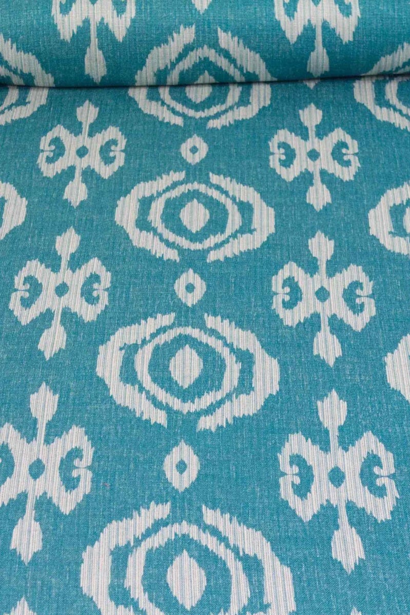 Bali Ikat Teal Fabric - Image 2