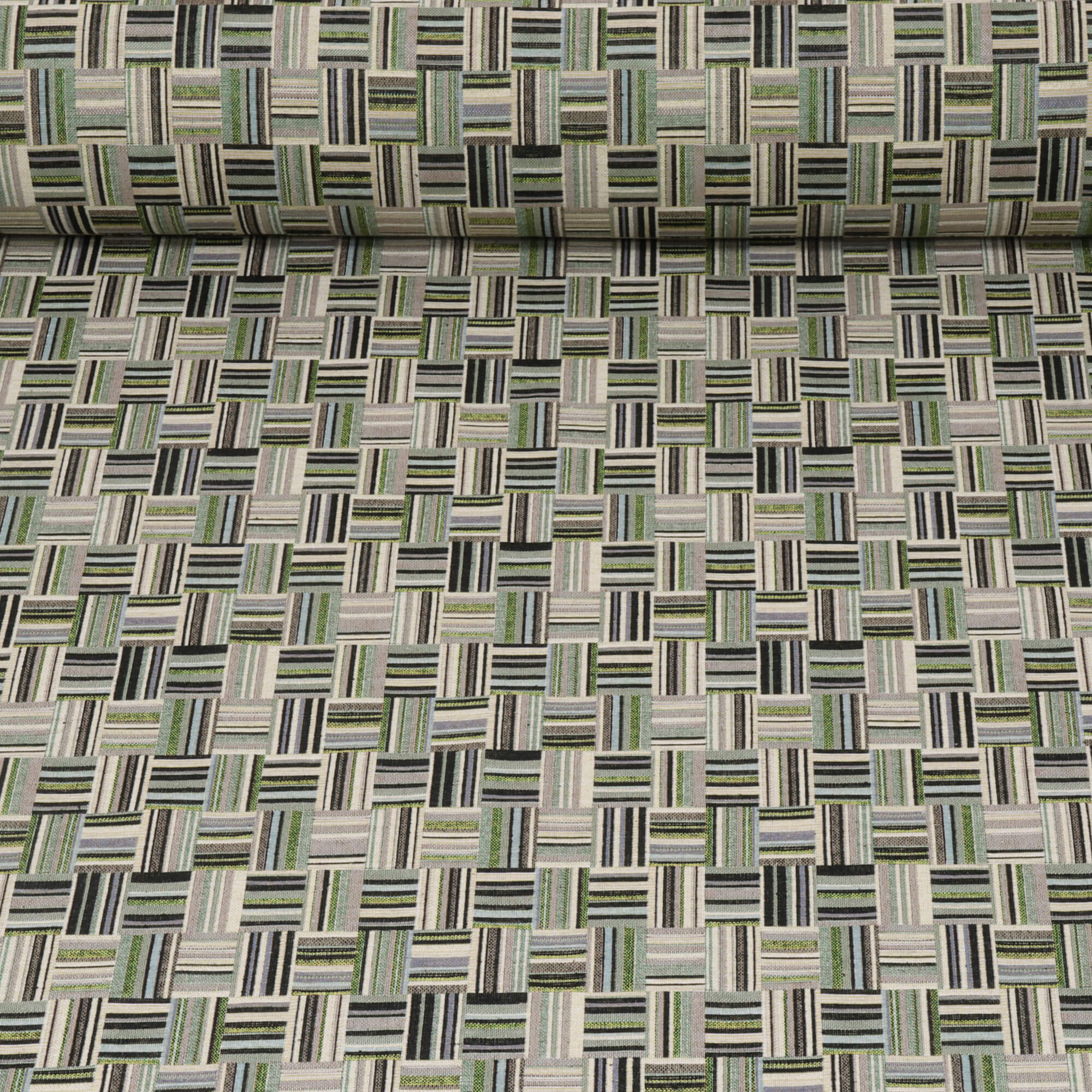 Basket Weave Jacquard Green Fabric - Image 2