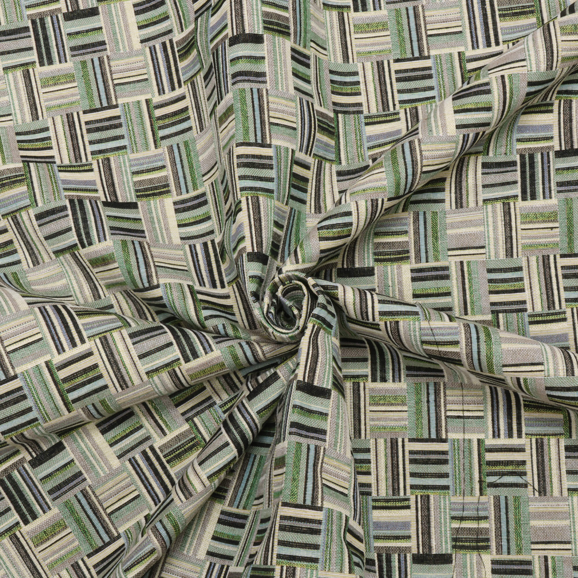 Basket Weave Jacquard Green Fabric - Image 3