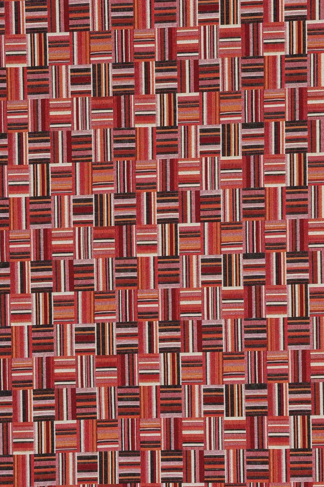 Basket Weave Jacquard Red Fabric