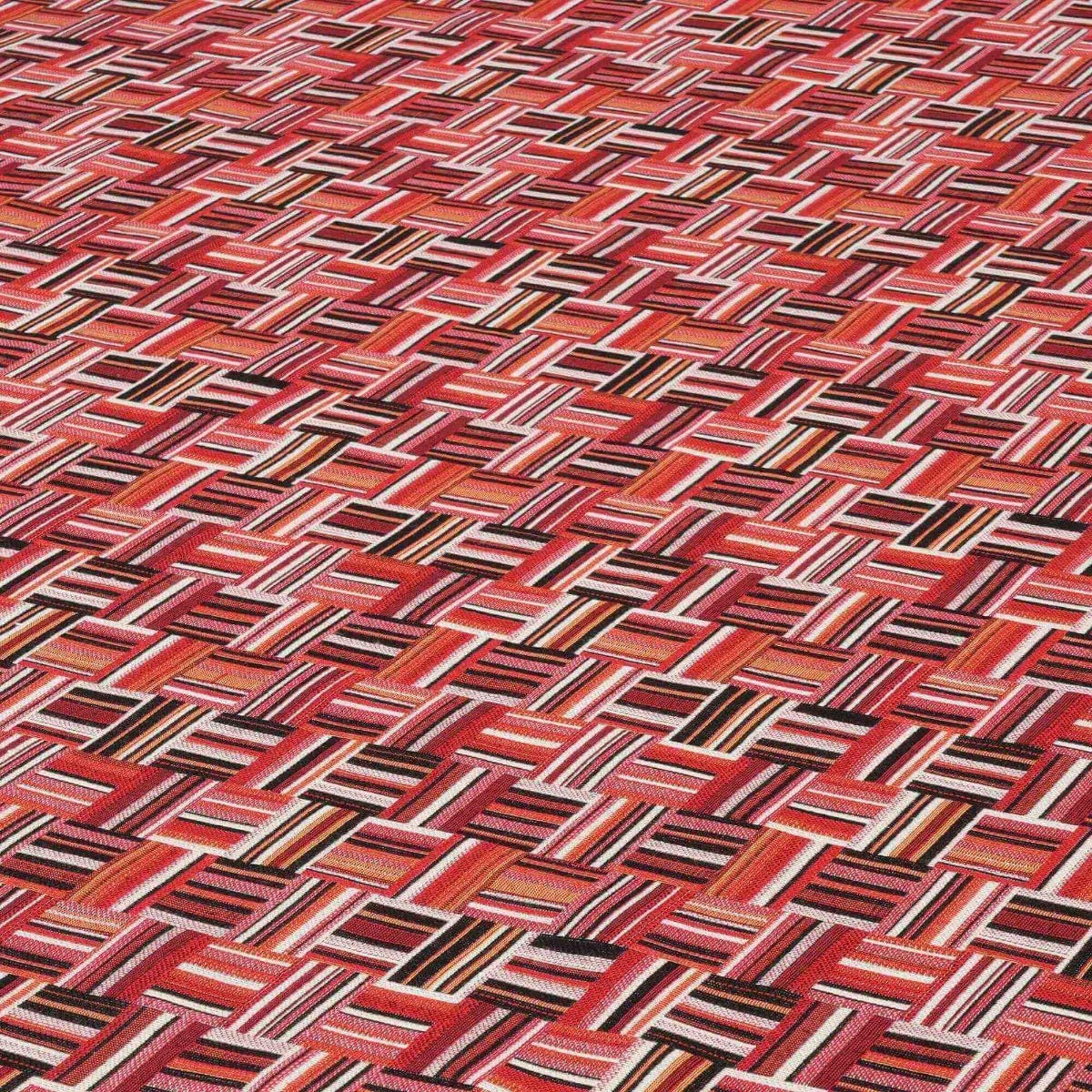 Basket Weave Jacquard Red Fabric - Image 4