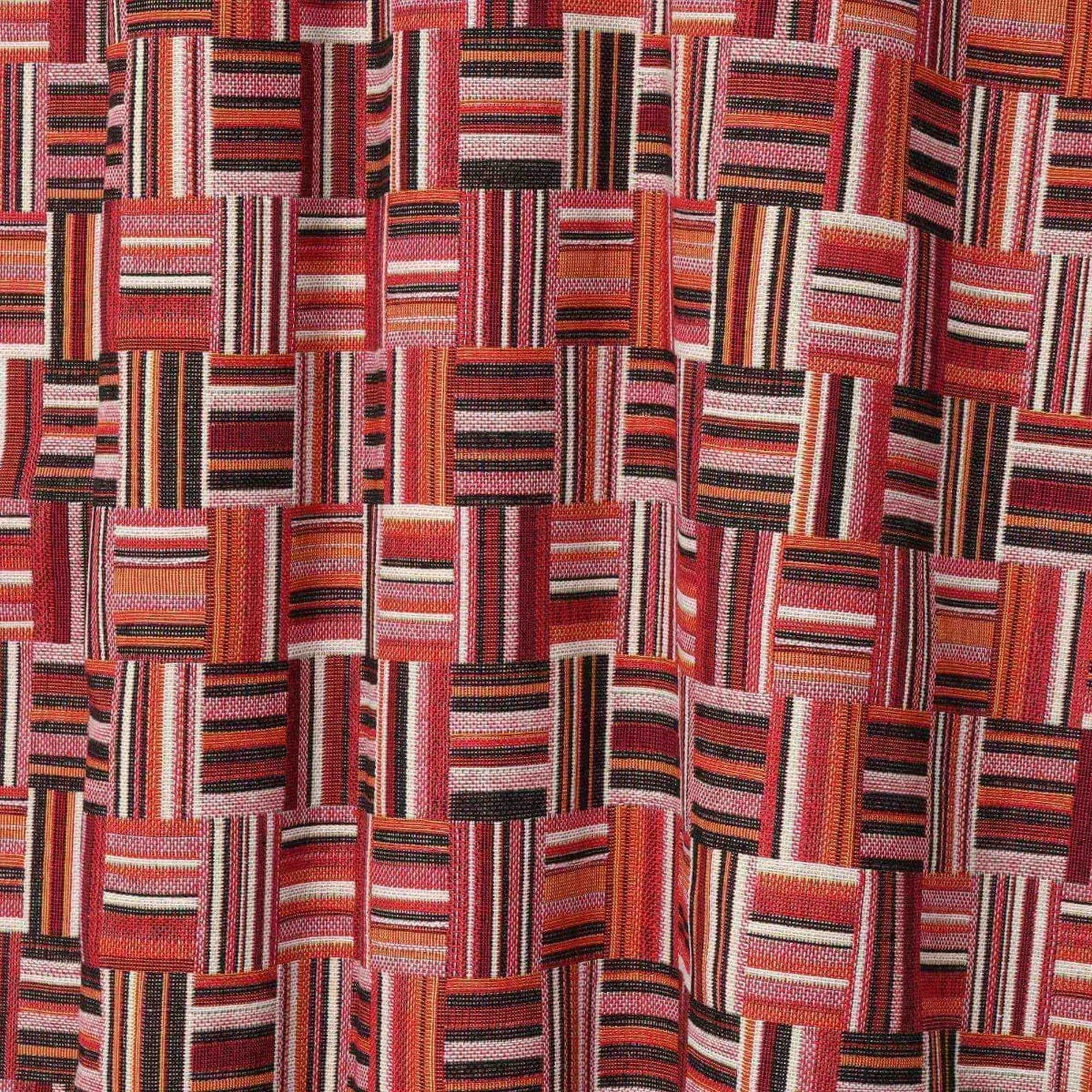 Basket Weave Jacquard Red Fabric - Image 6
