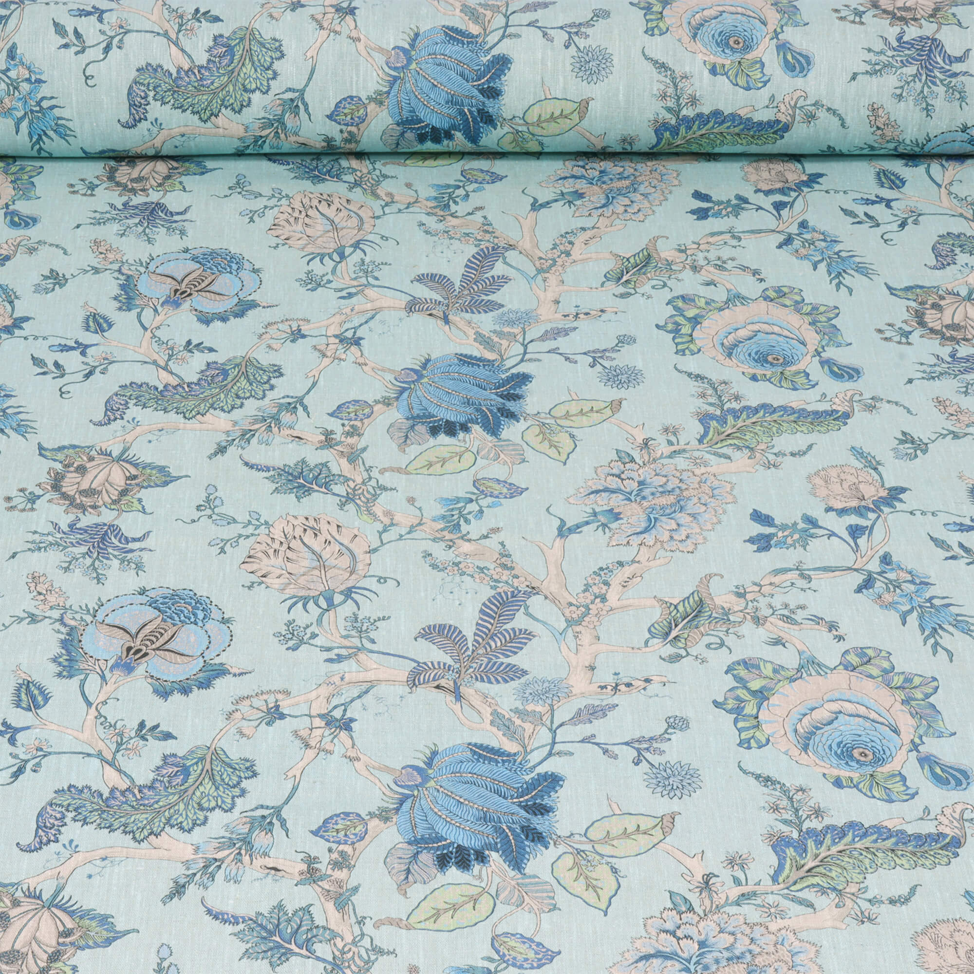 Bukhara Floral Cyan Fabric - Image 2