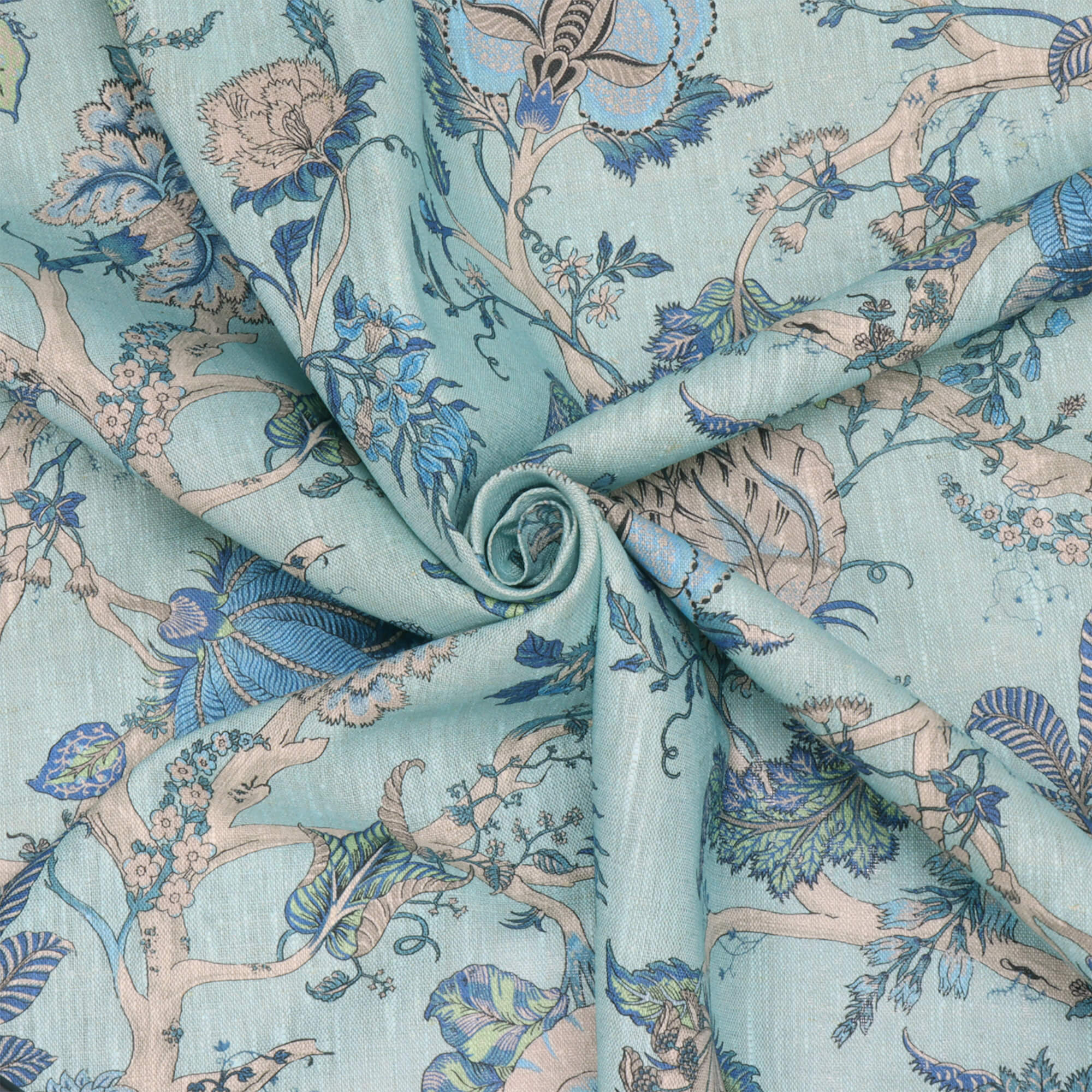 Bukhara Floral Cyan Fabric - Image 3