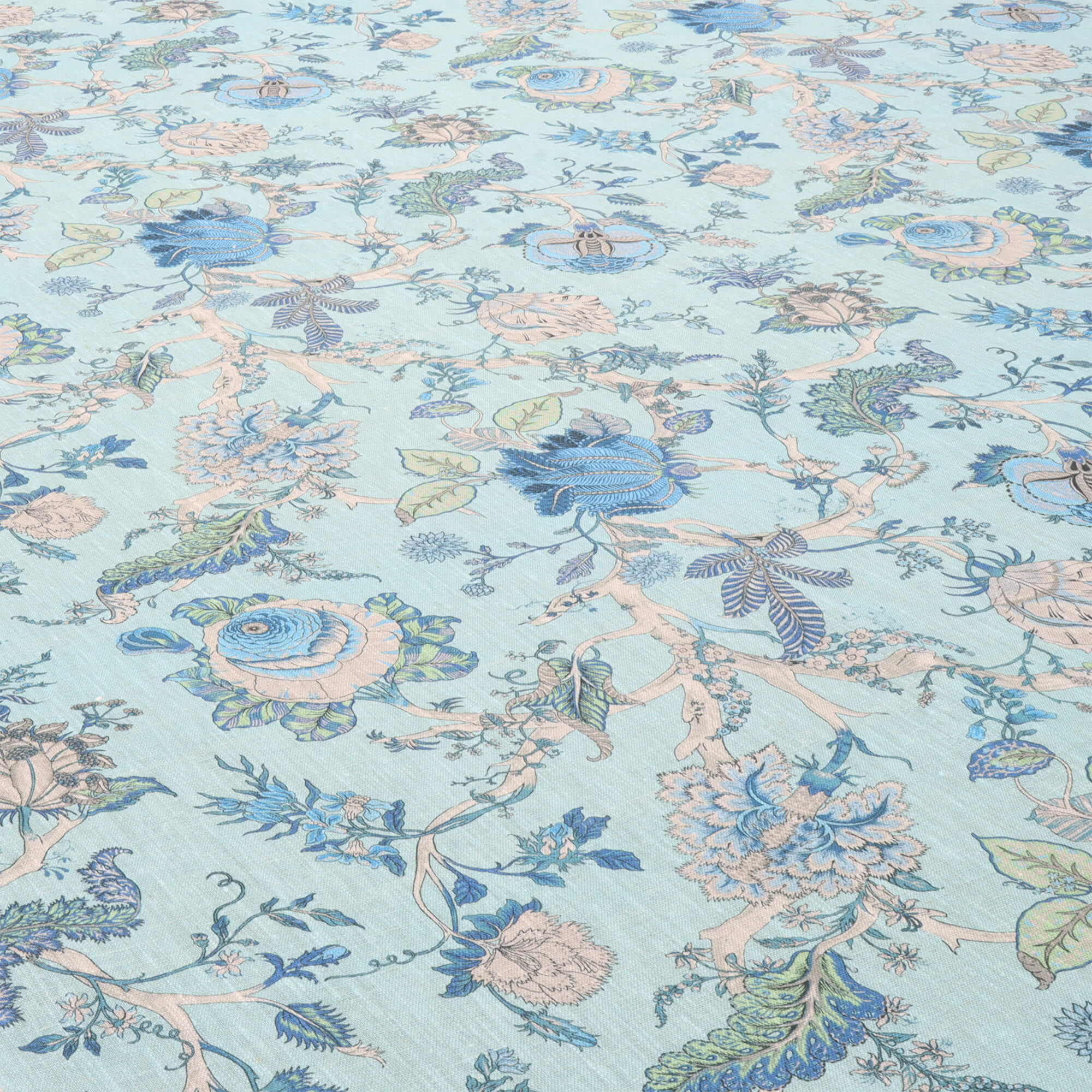 Bukhara Floral Cyan Fabric - Image 4