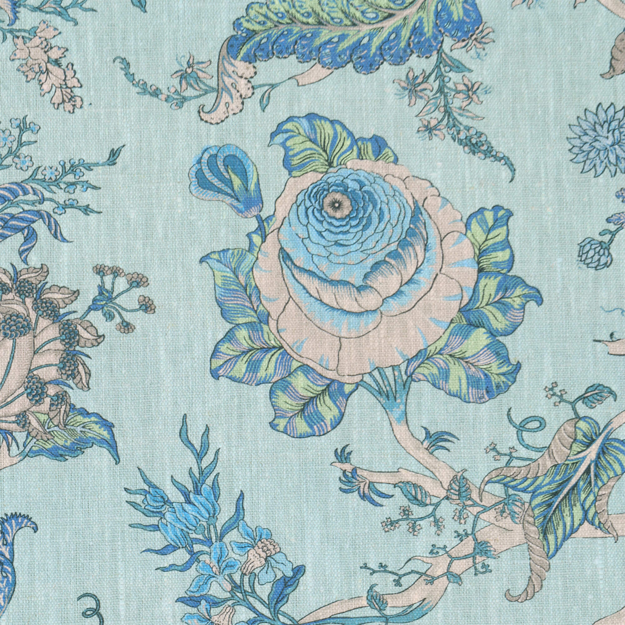 Bukhara Floral Cyan Fabric - Image 7