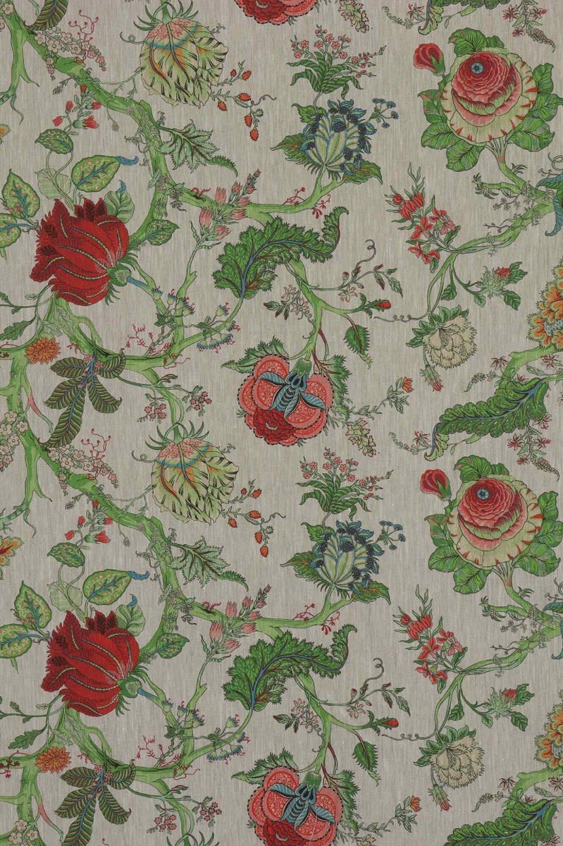 Bukhara Jungle Ruby Linen Fabric
