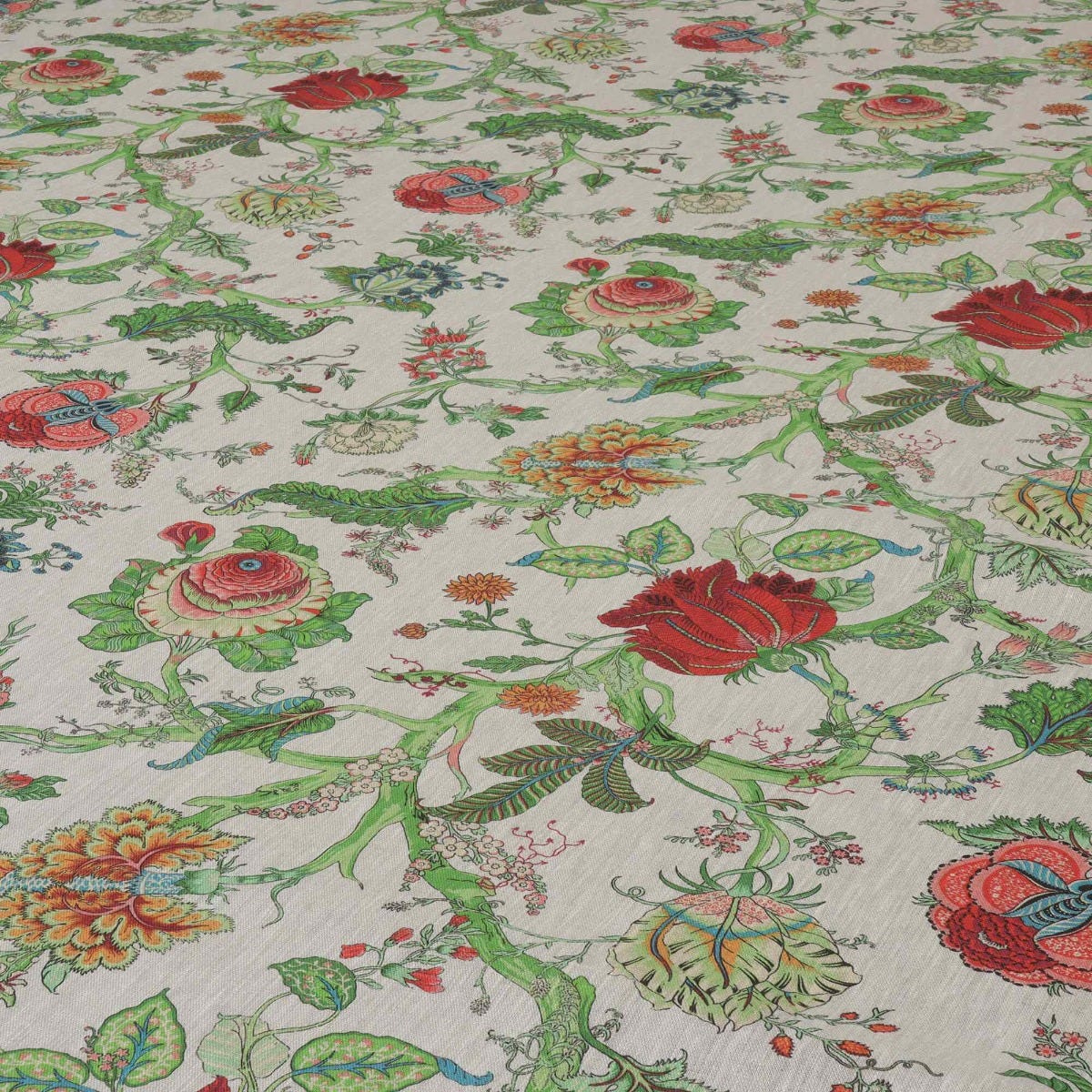 Bukhara Jungle Ruby Linen Fabric - Image 4