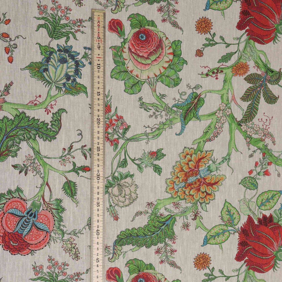Bukhara Jungle Ruby Linen Fabric - Image 5