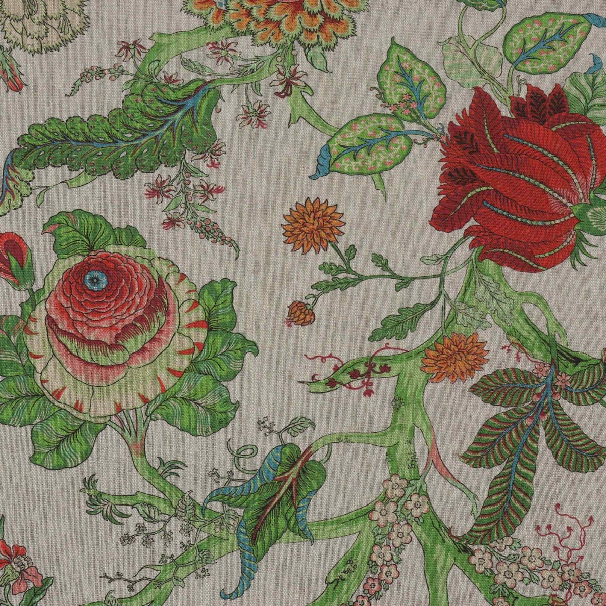 Bukhara Jungle Ruby Linen Fabric - Image 6