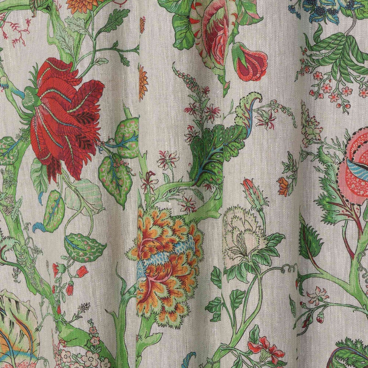 Bukhara Jungle Ruby Linen Fabric - Image 7