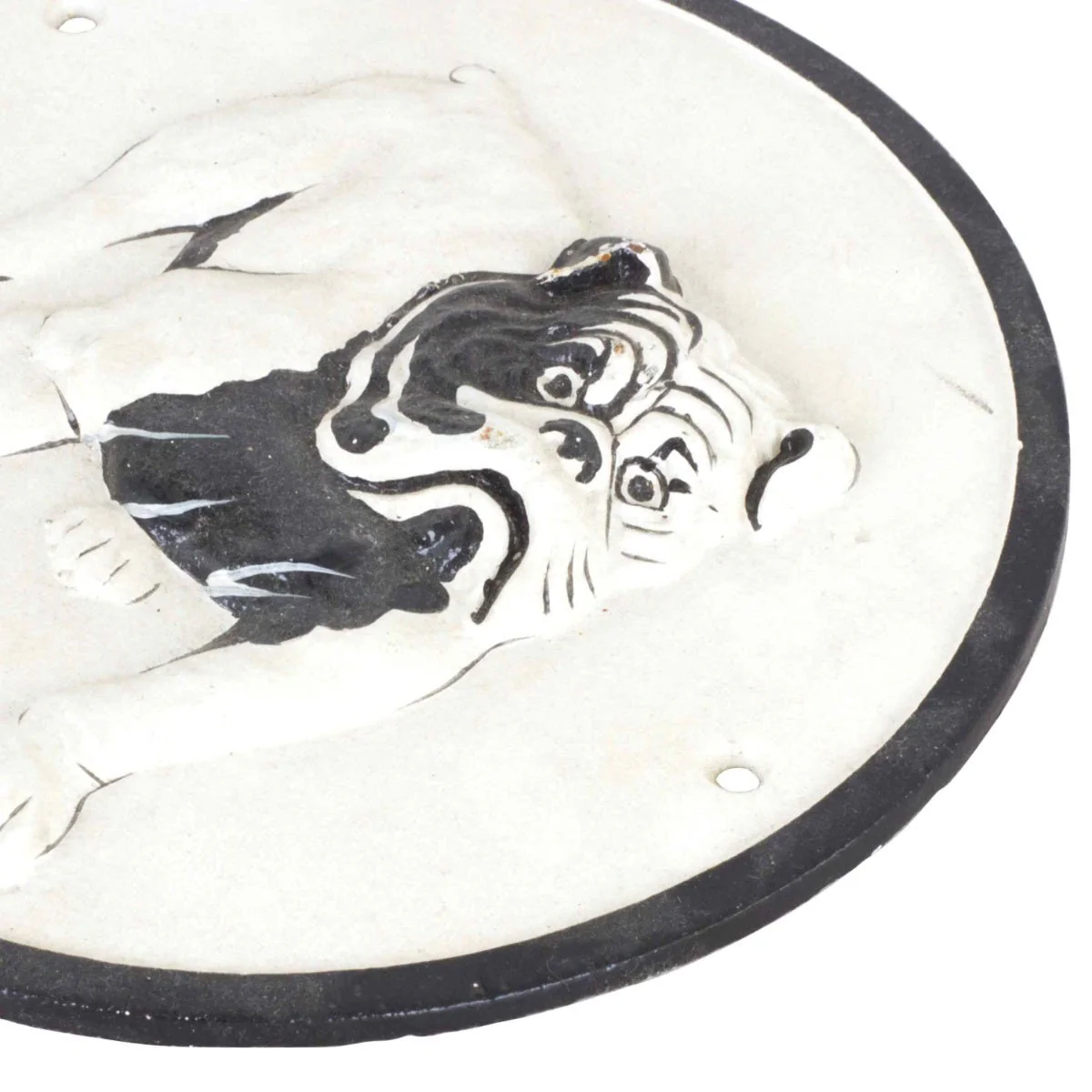 Bulldog Cast Iron Wall Sign White - Image 2