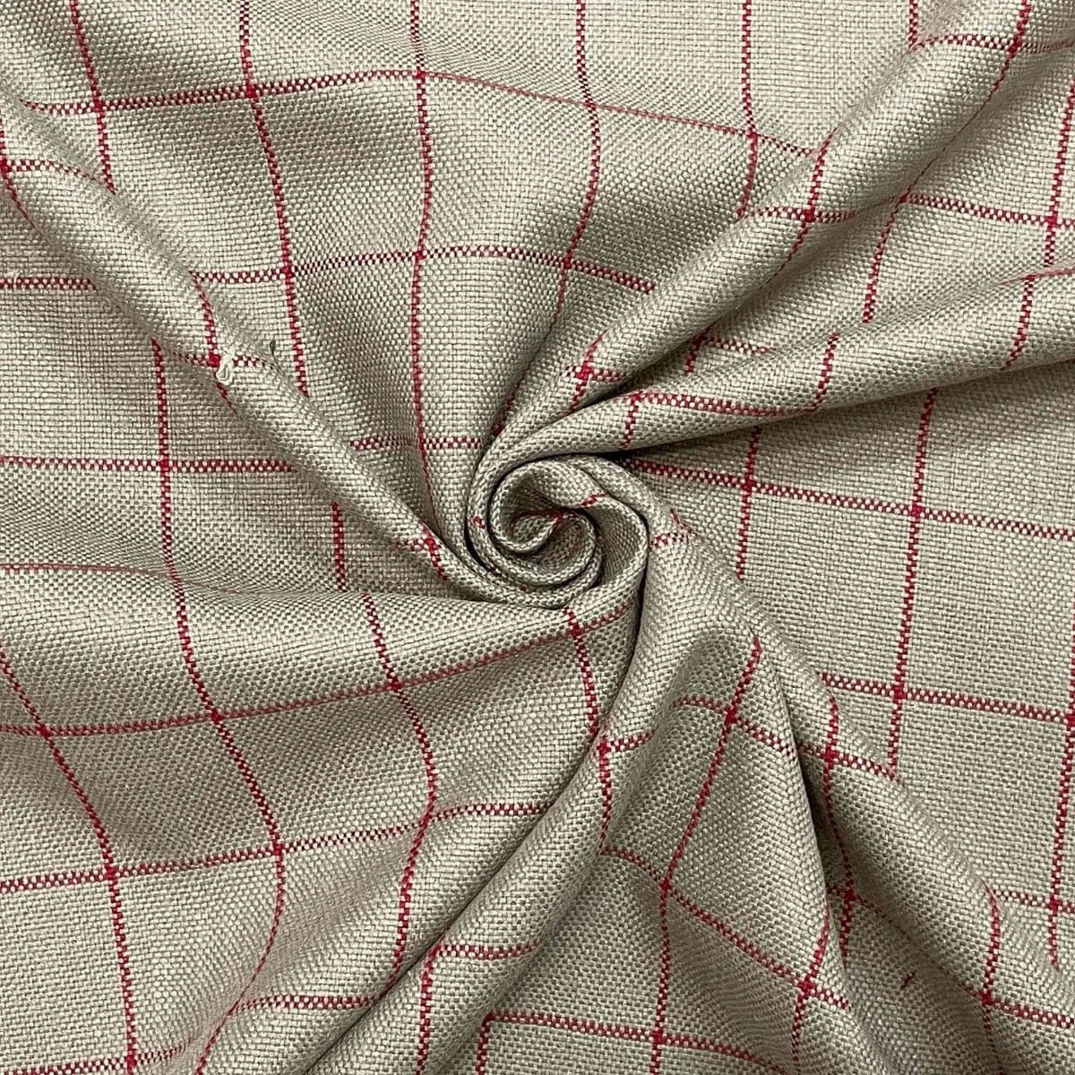 Clearance Chalk Check Red Fabric - Image 3