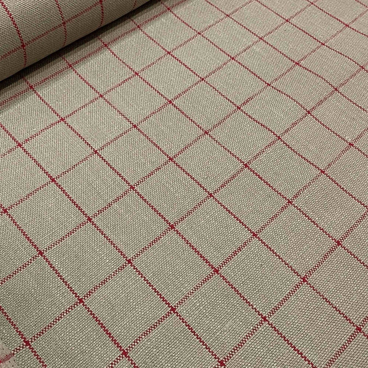 Clearance Chalk Check Red Fabric - Image 4