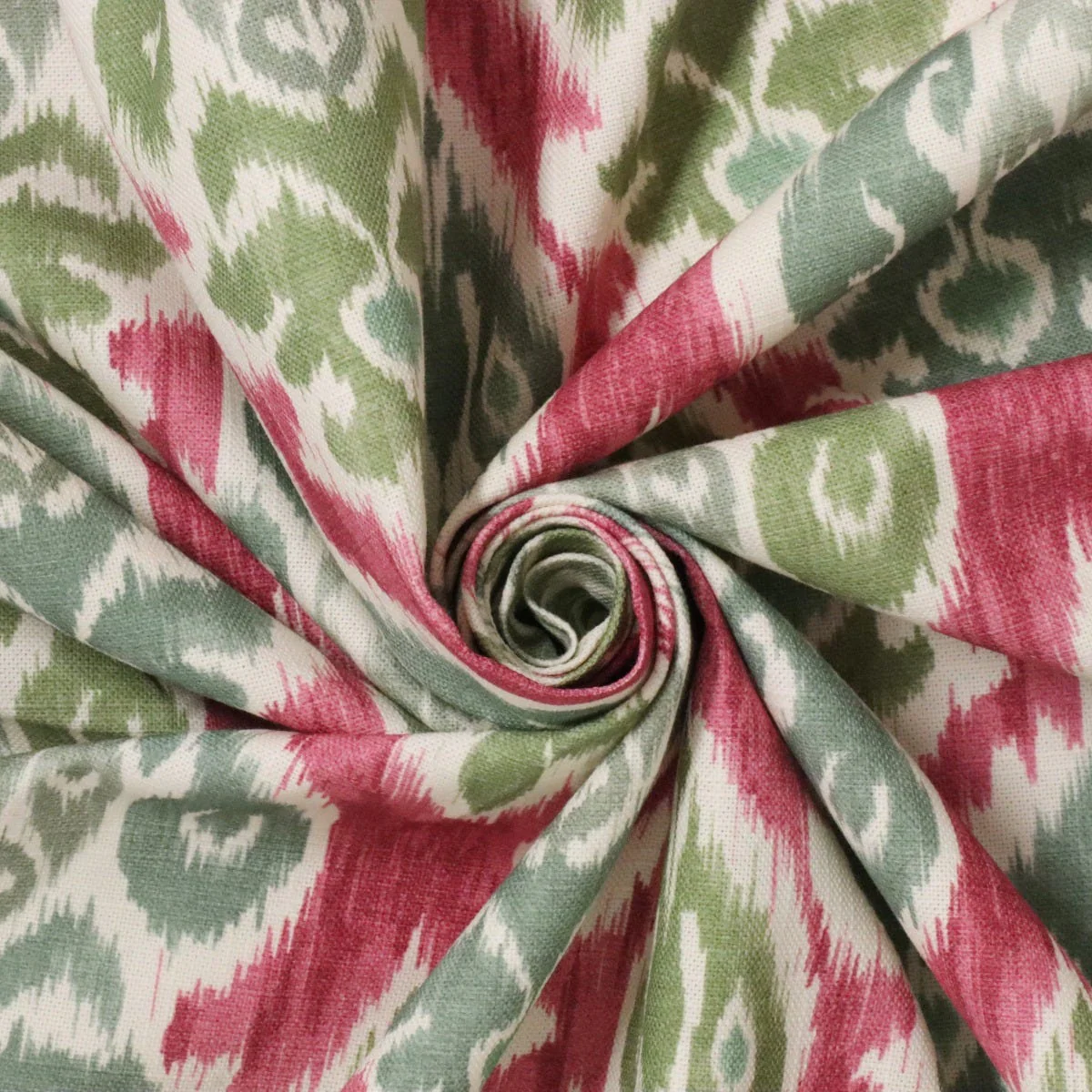 Chess Designs Arlo Olive Fuchsia Ikat Fabric - Image 4