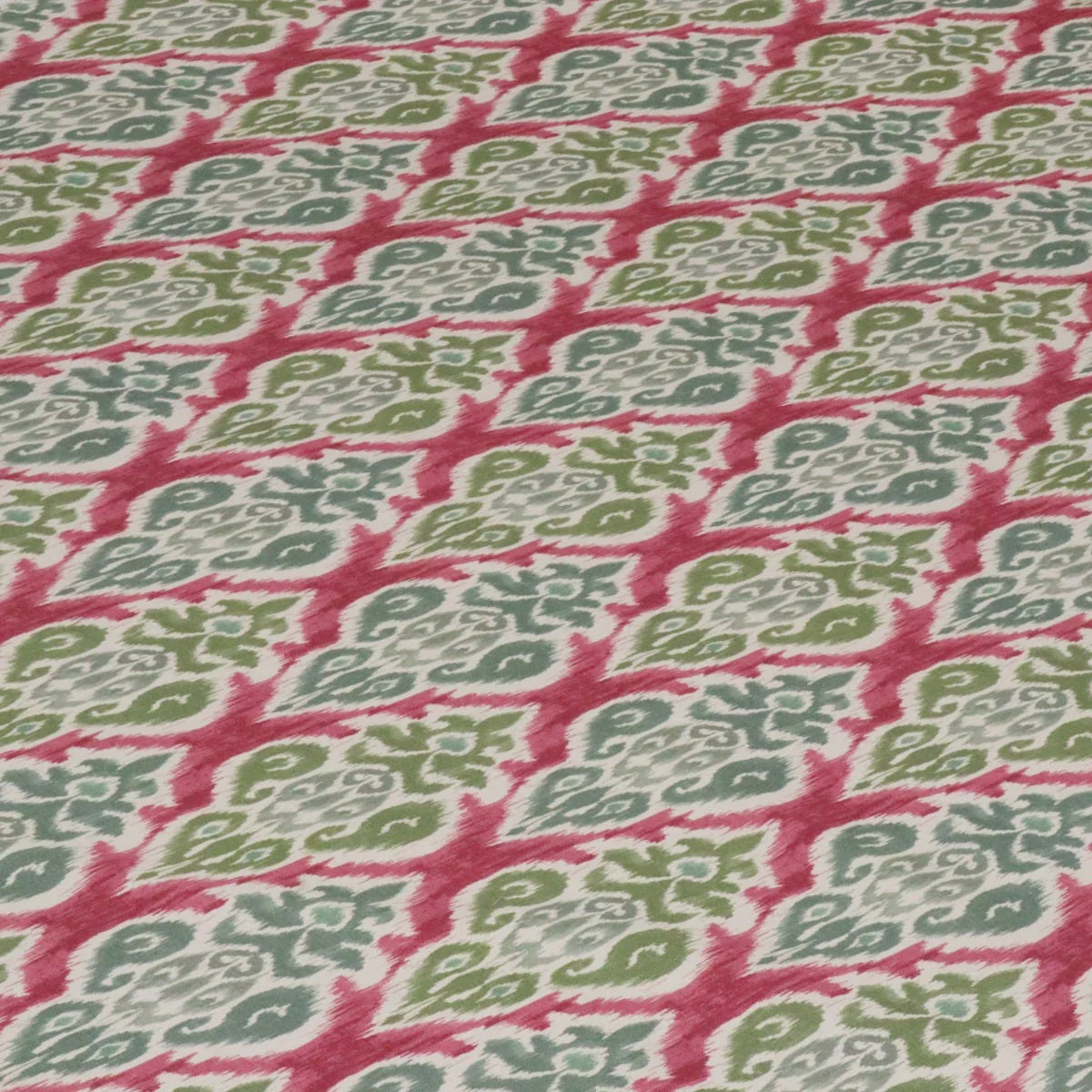 Chess Designs Arlo Olive Fuchsia Ikat Fabric - Image 6