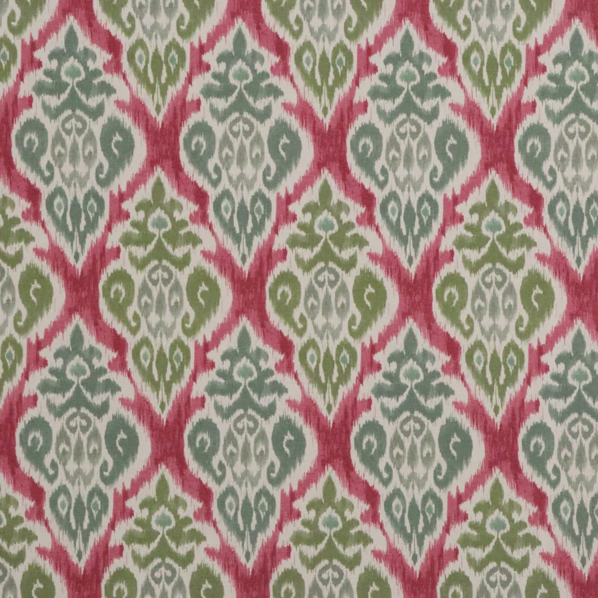Chess Designs Arlo Olive Fuchsia Ikat Fabric - Image 8