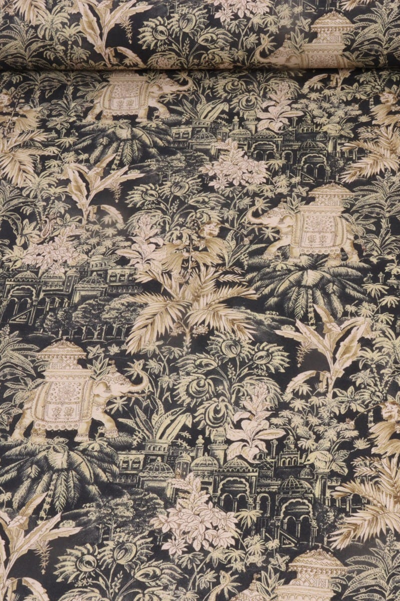 Chess Designs Hathi Onyx Fabric - Image 2