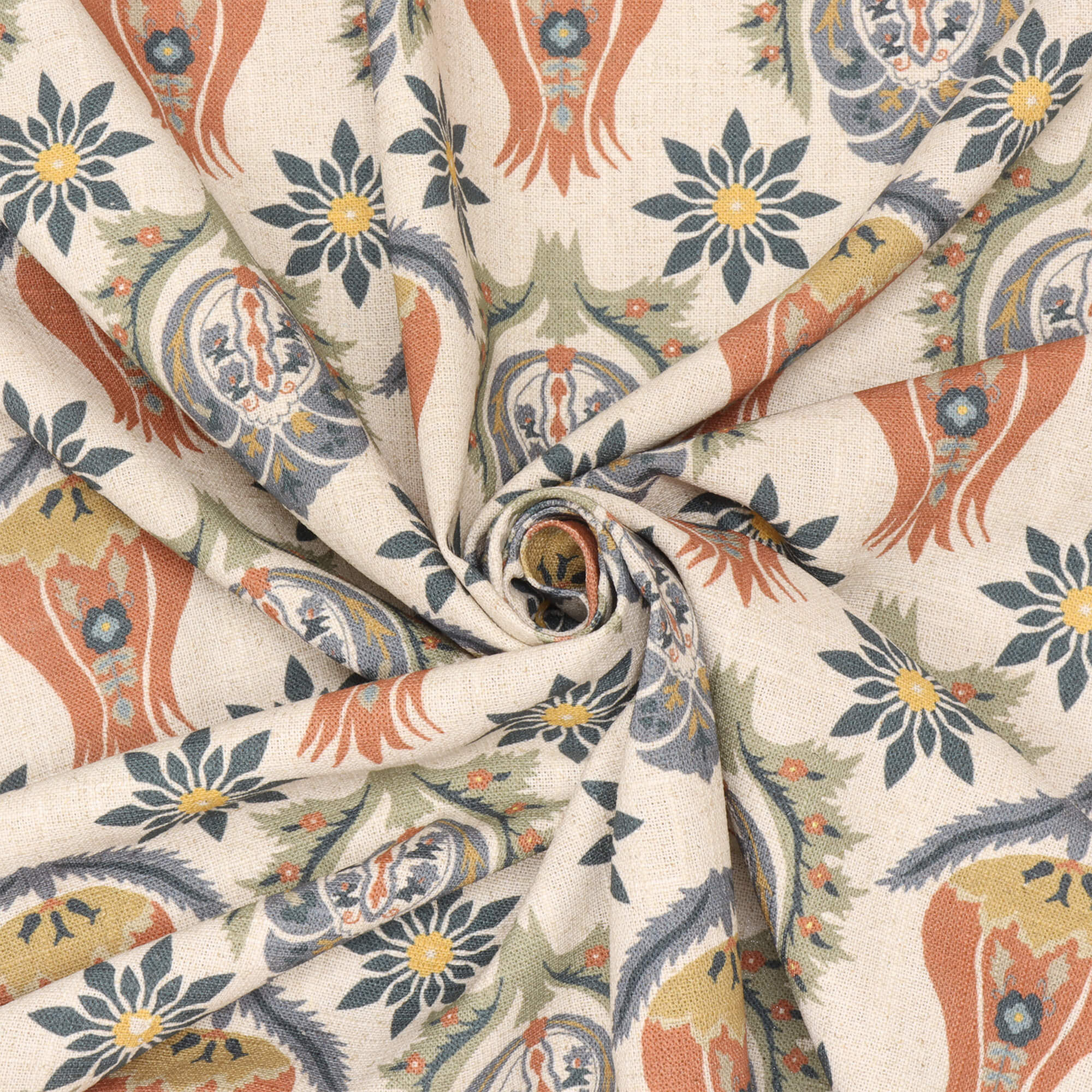 Chess Designs Talia Denim/Cinnamon Fabric - Image 3