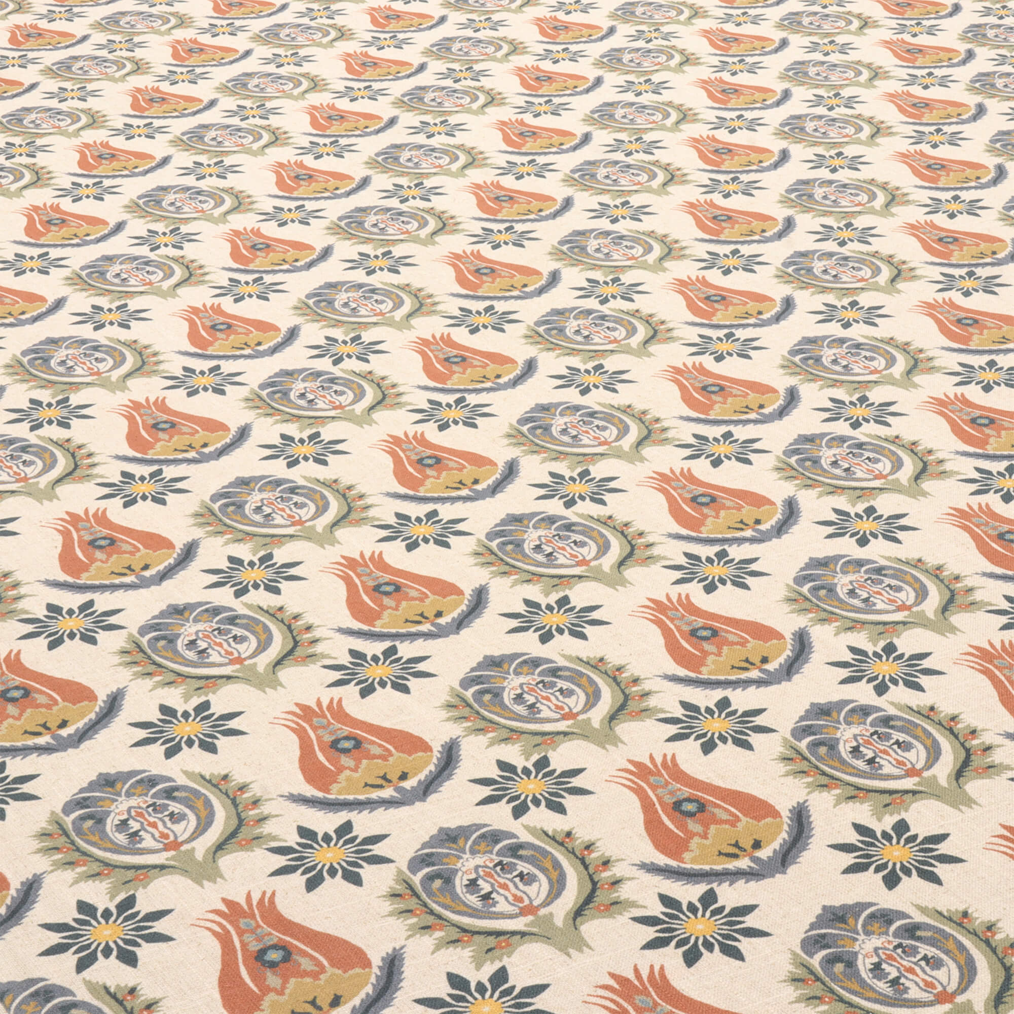 Chess Designs Talia Denim/Cinnamon Fabric - Image 4