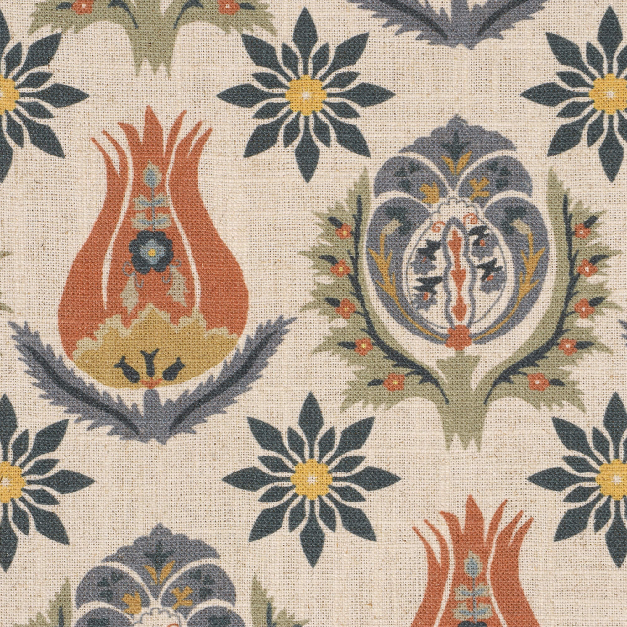 Chess Designs Talia Denim/Cinnamon Fabric - Image 6