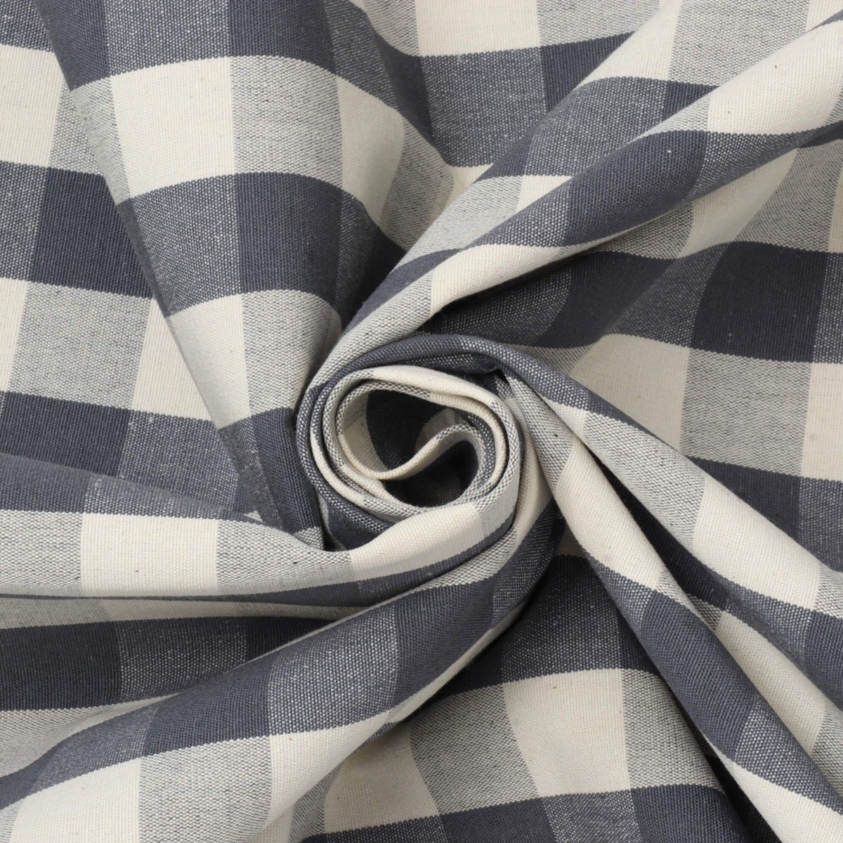 Clifton Gingham Grey Fabric - Image 3