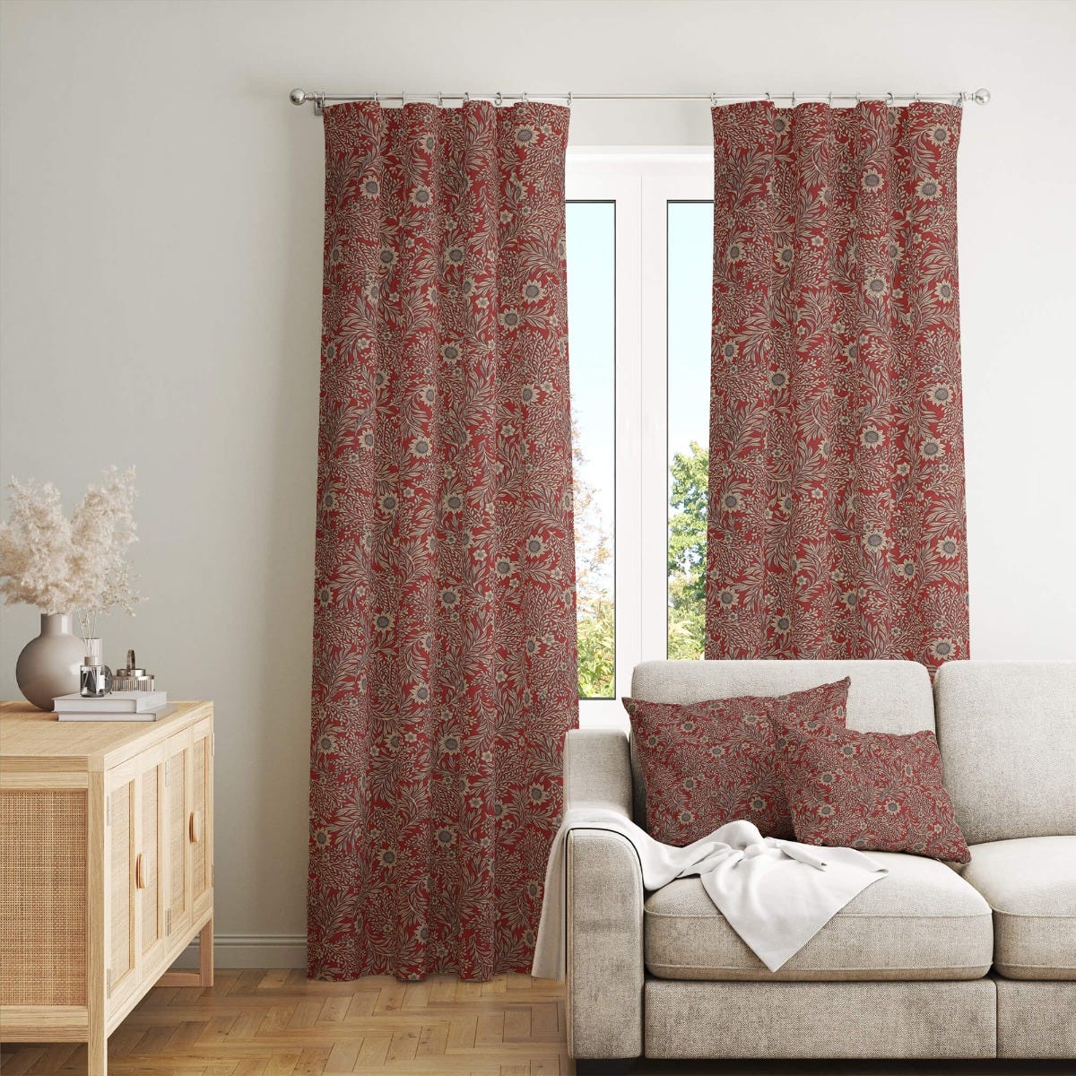 Coleton Floral Red Fabric - Image 6