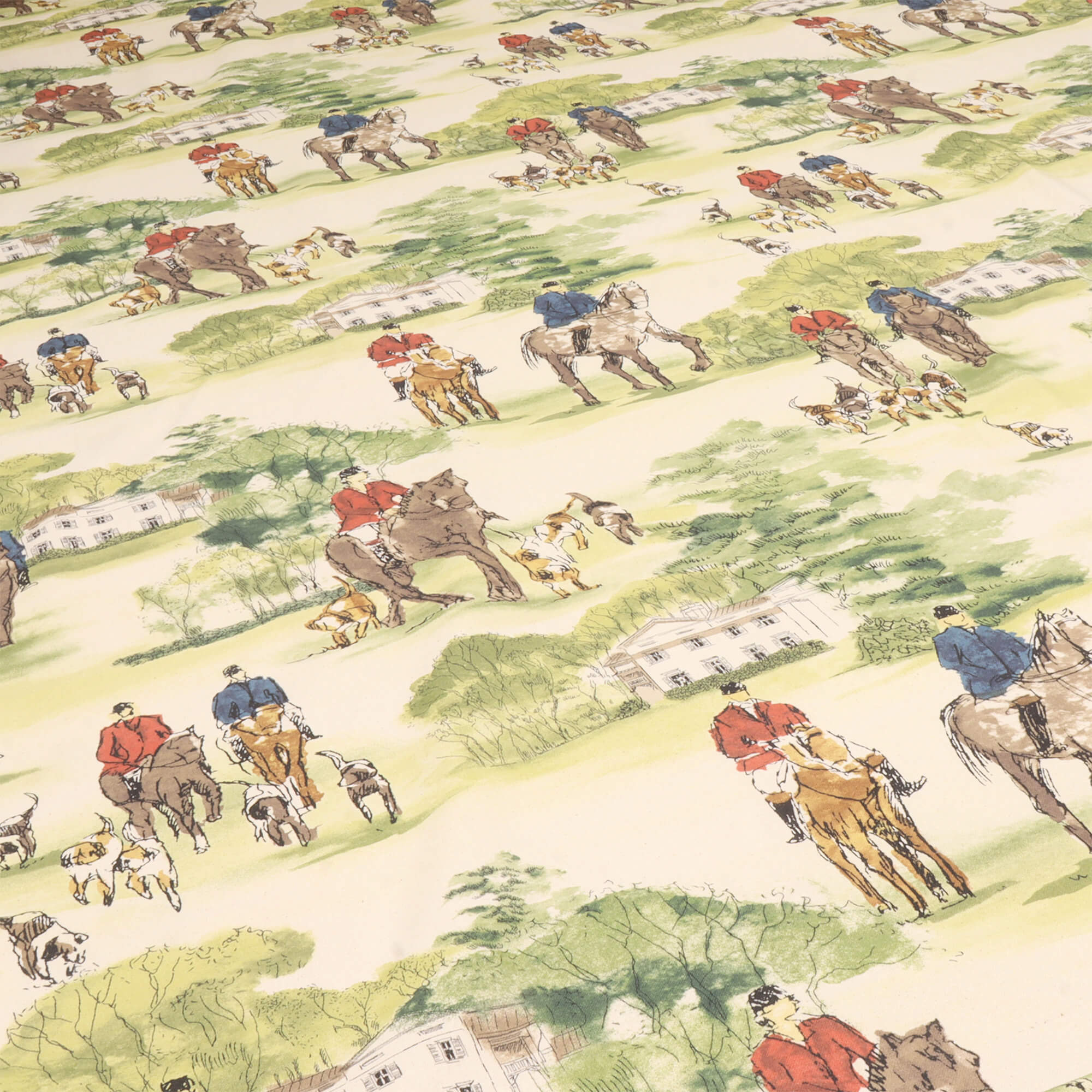 Crosby Hunting Horse & Hound Double Width Natural Fabric - Image 4