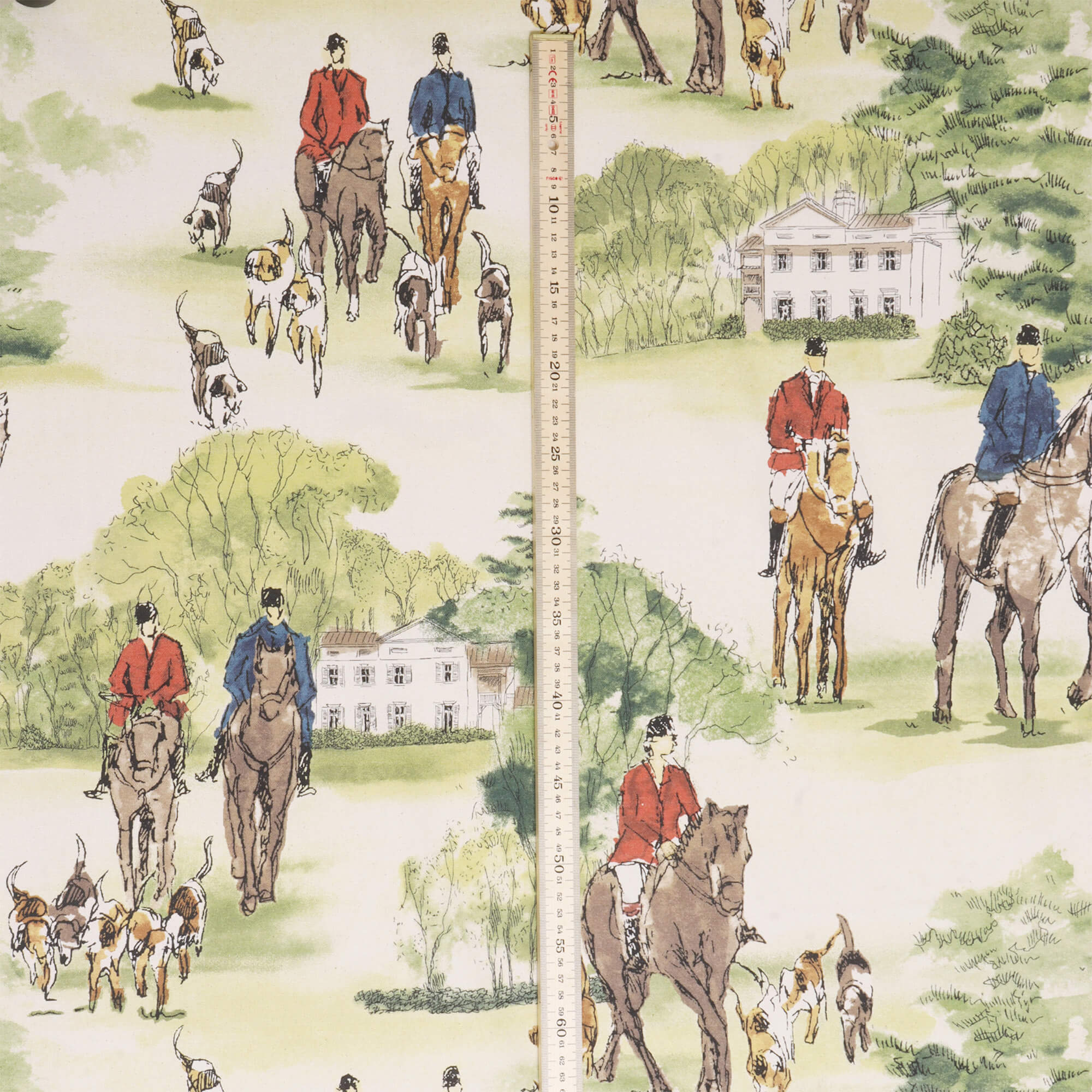 Crosby Hunting Horse & Hound Double Width Natural Fabric - Image 5