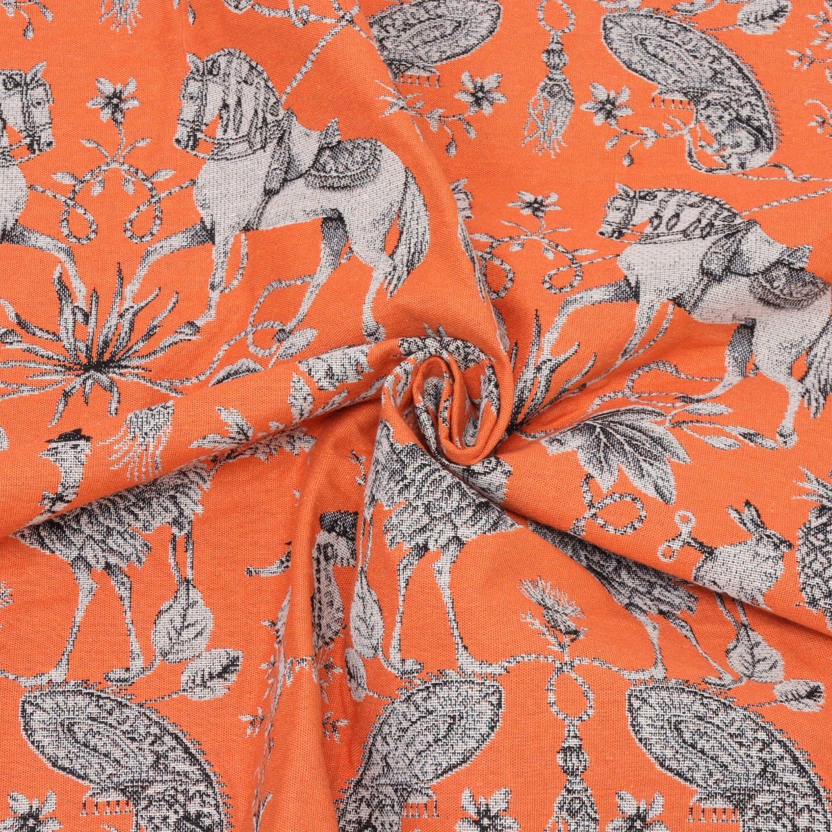 Curious Creatures Tapestry Orange Fabric - Image 3