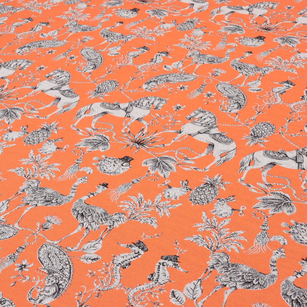 Curious Creatures Tapestry Orange Fabric - Image 4