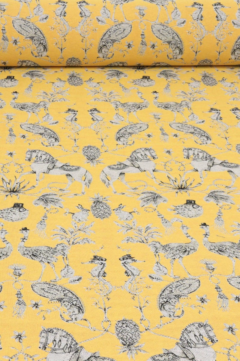 Curious Creatures Tapestry Yellow Fabric - Image 2