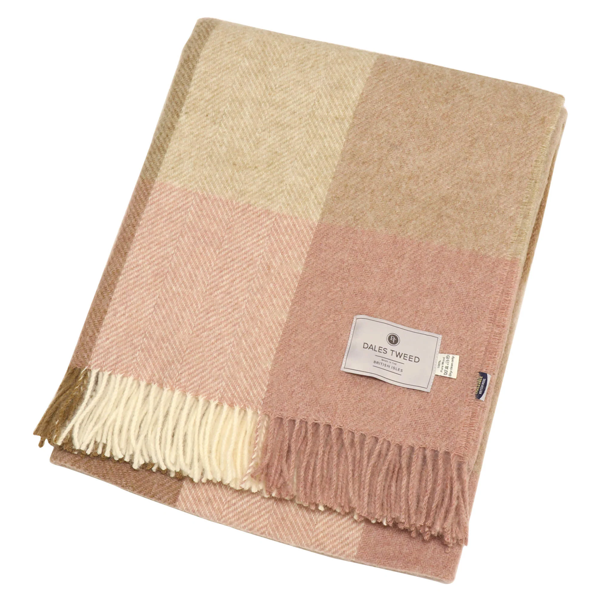 Dales By Moon Block Check Throw Pink/Camel