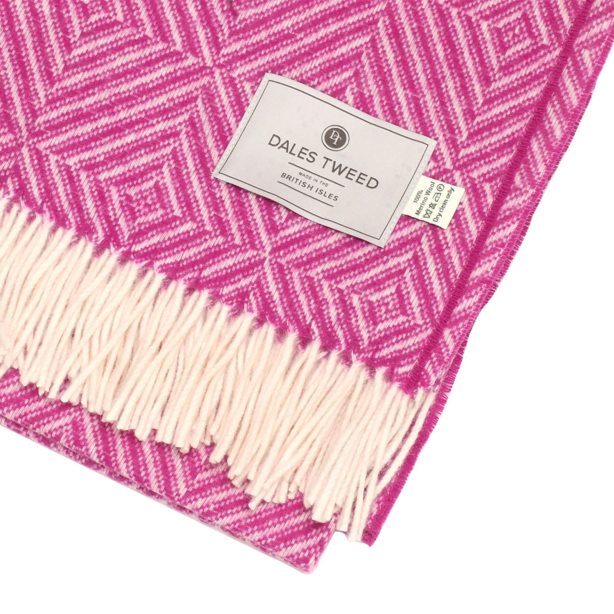 Dales By Moon Bright Diamond Merino Wool Throw Fuschia - Image 3