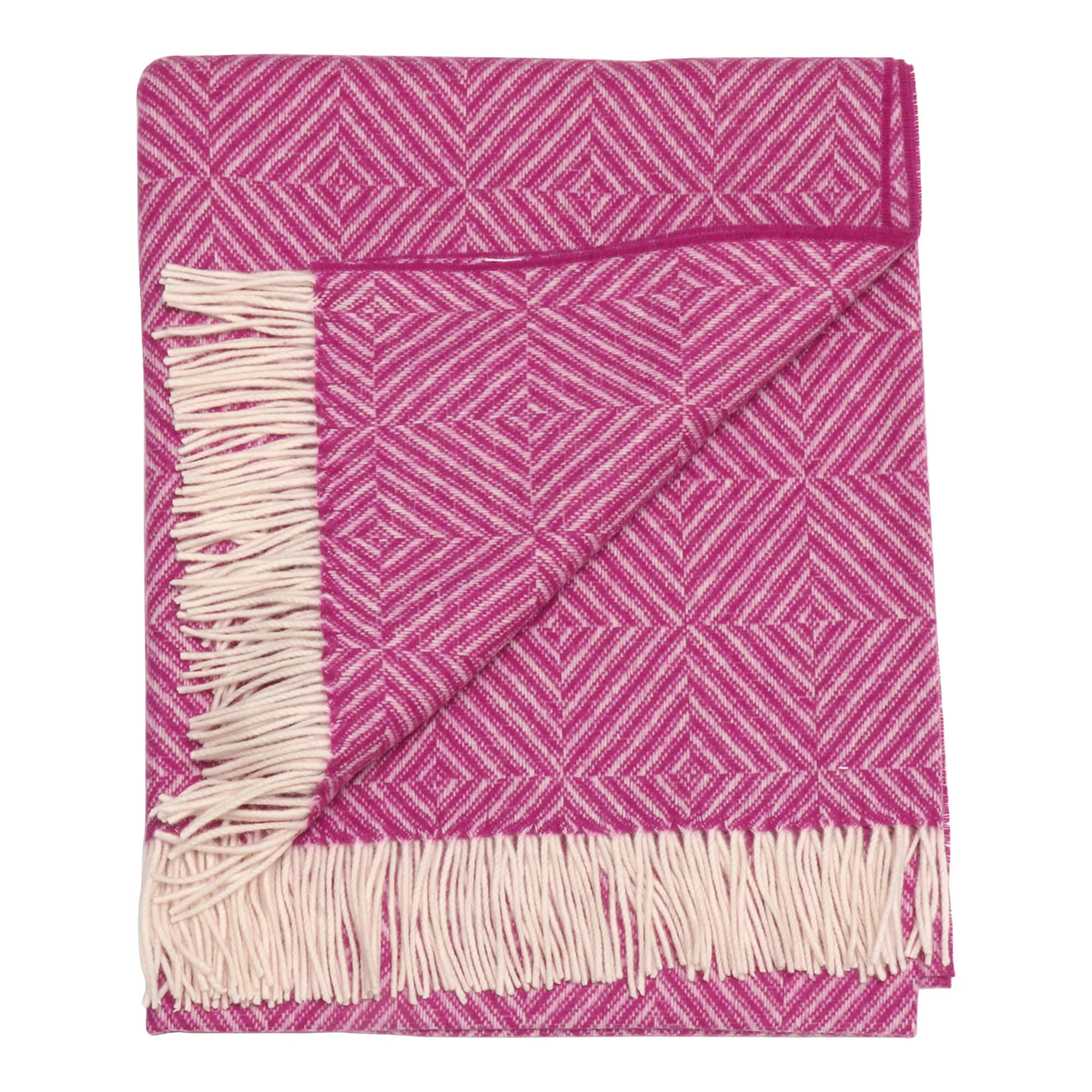 Dales By Moon Bright Diamond Merino Wool Throw Fuschia - Image 4