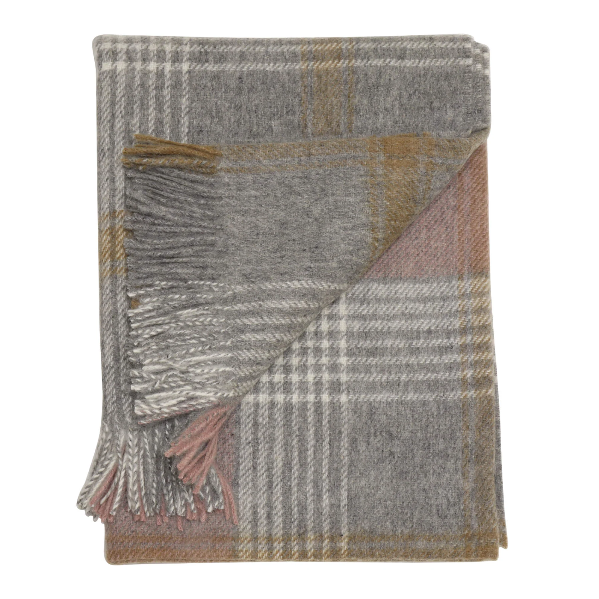 Dales By Moon Classic Check Throw Silver/Pink - Image 5