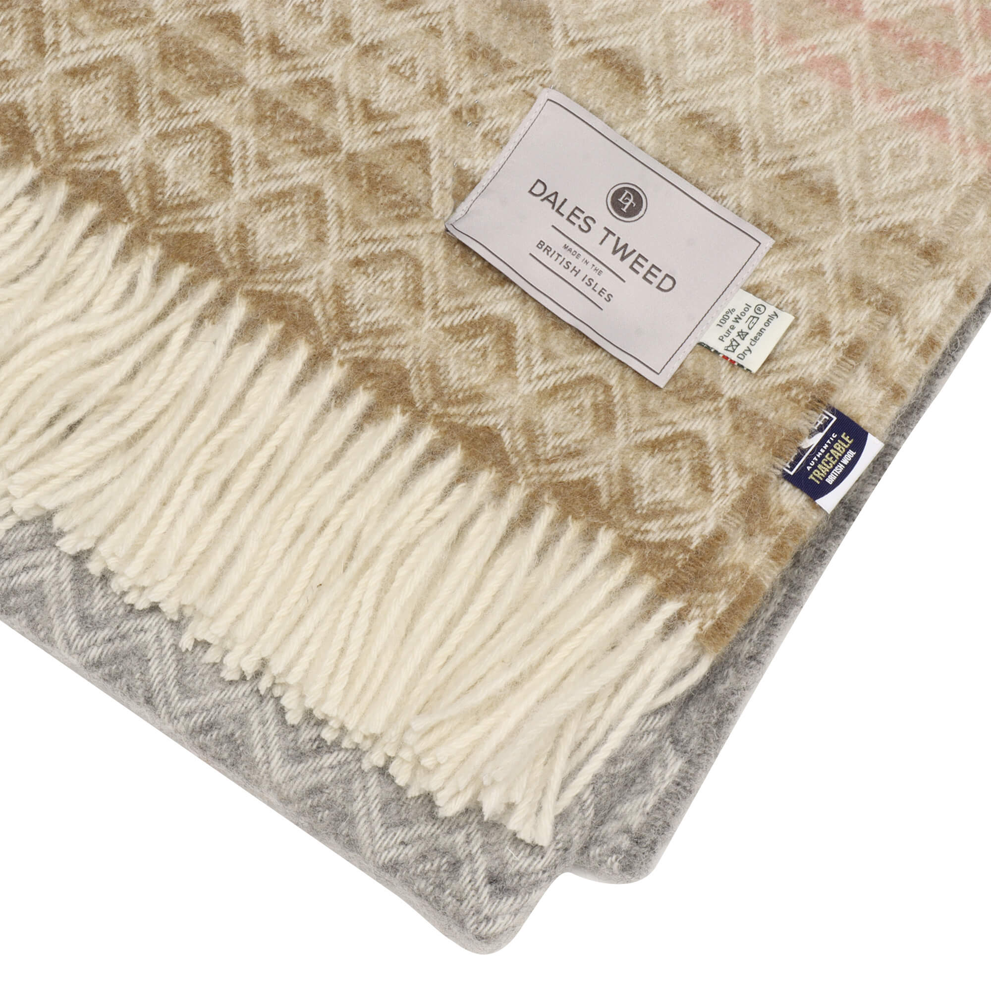 Dales By Moon Ombre Diamond Wool Throw Silver/Pink - Image 3