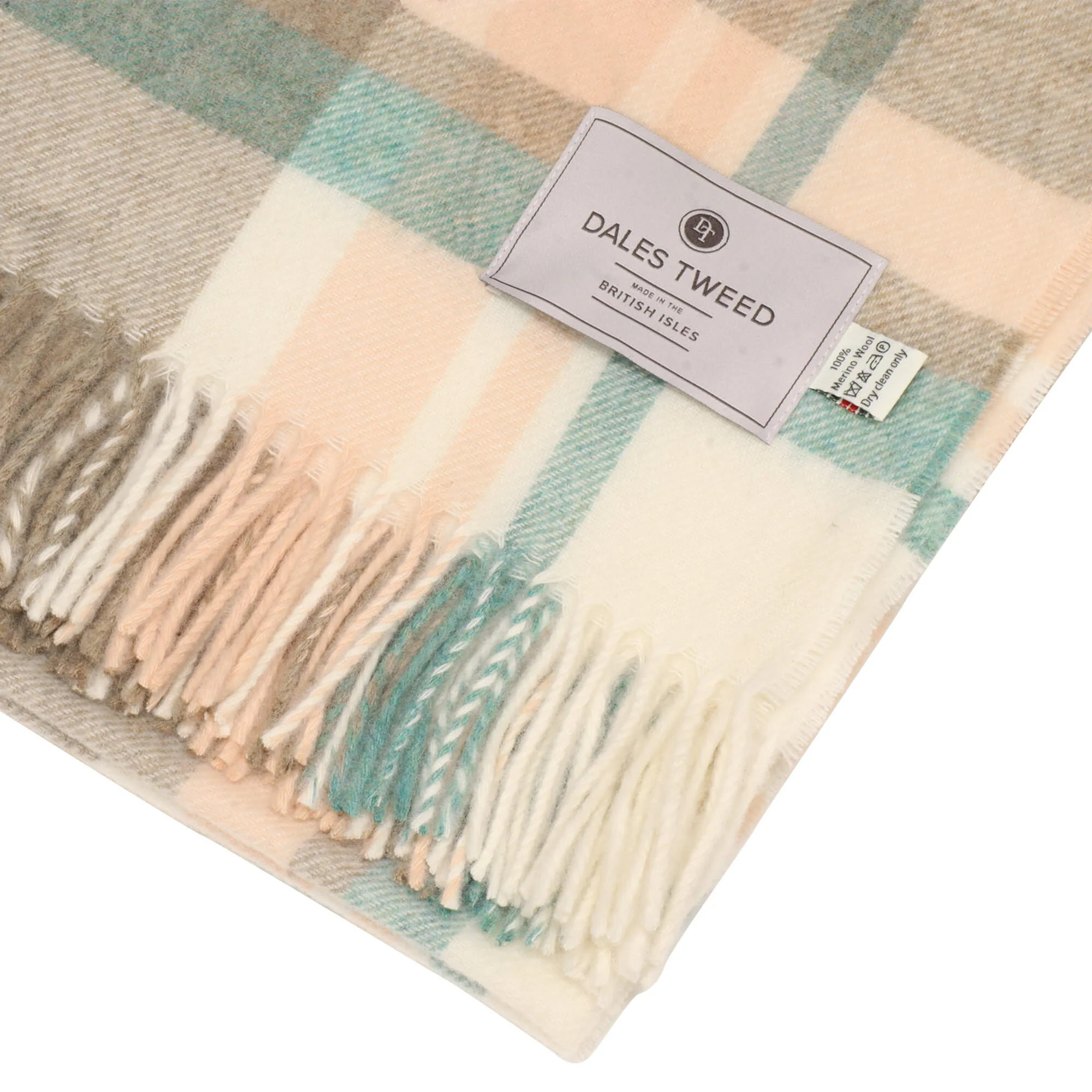 Dales By Moon Portree Merino Wool Throw Natural/Rose - Image 3