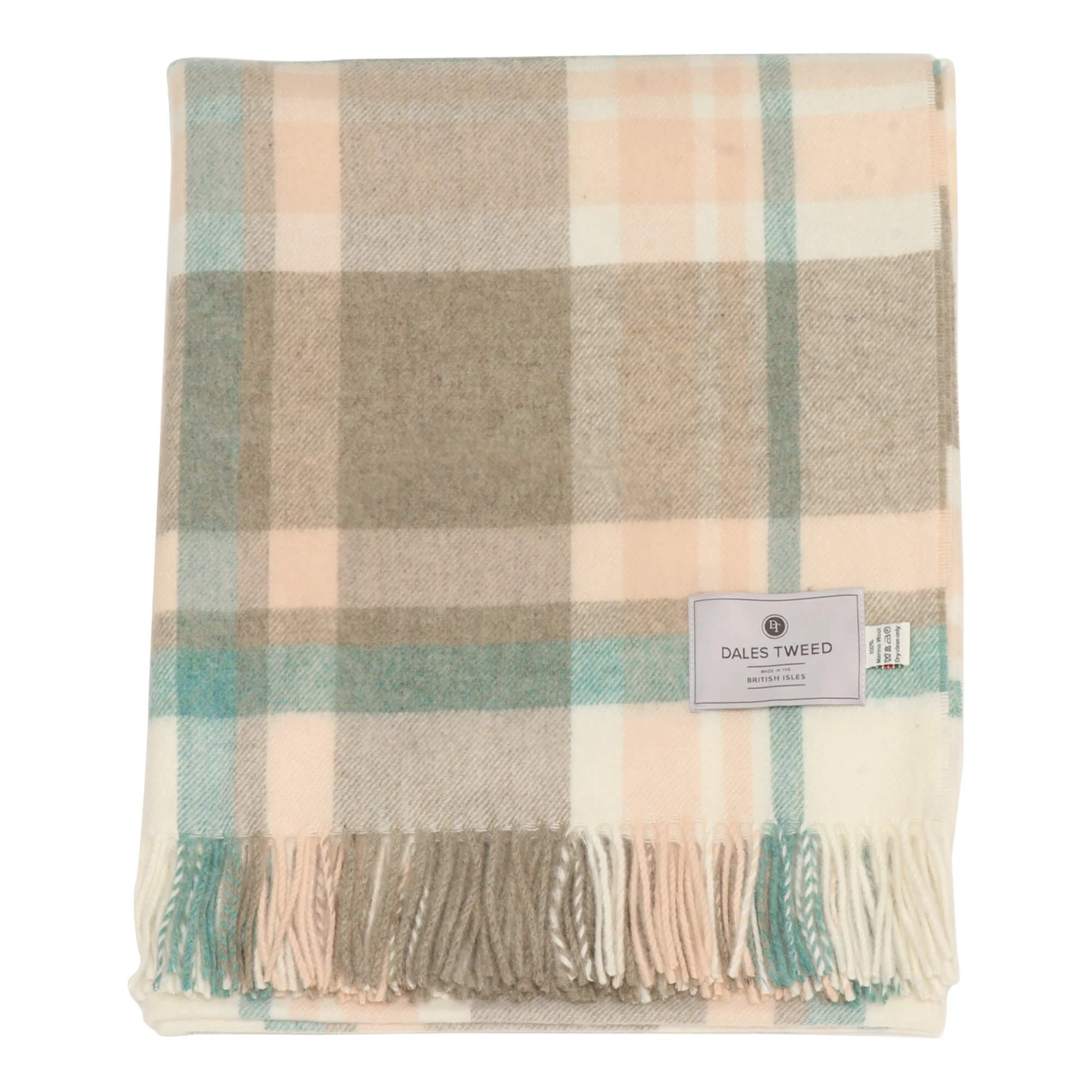 Dales By Moon Portree Merino Wool Throw Natural/Rose - Image 4