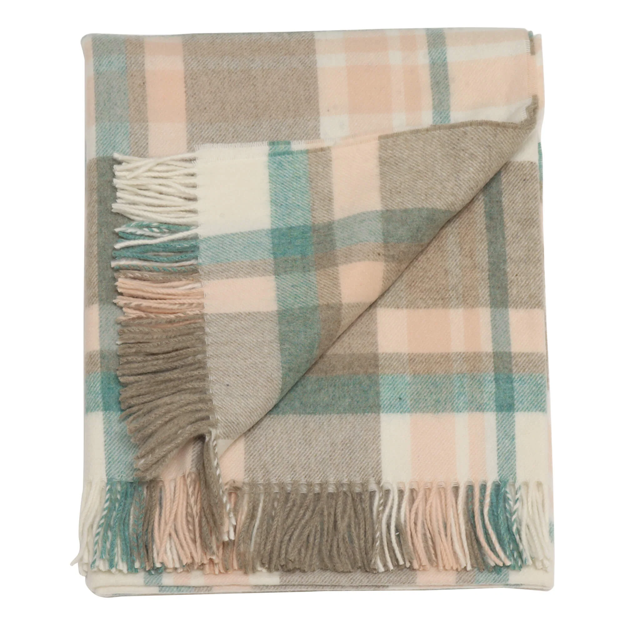 Dales By Moon Portree Merino Wool Throw Natural/Rose - Image 5