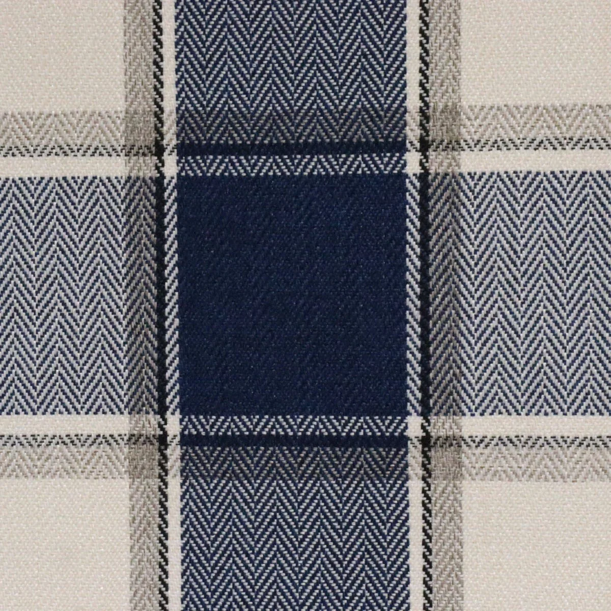 Danbury Herringbone FR Navy Check Fabric - Image 5