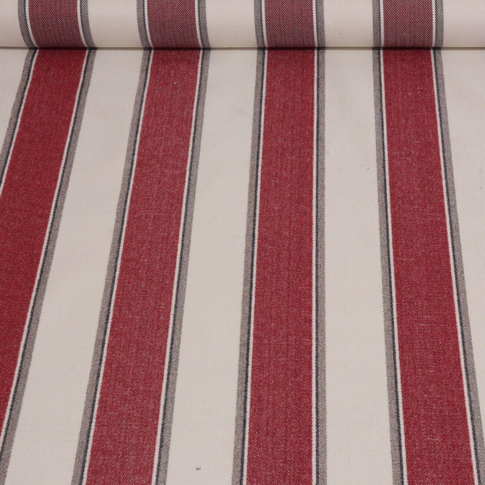 Danbury Herringbone Red Stripe FR Fabric - Image 2
